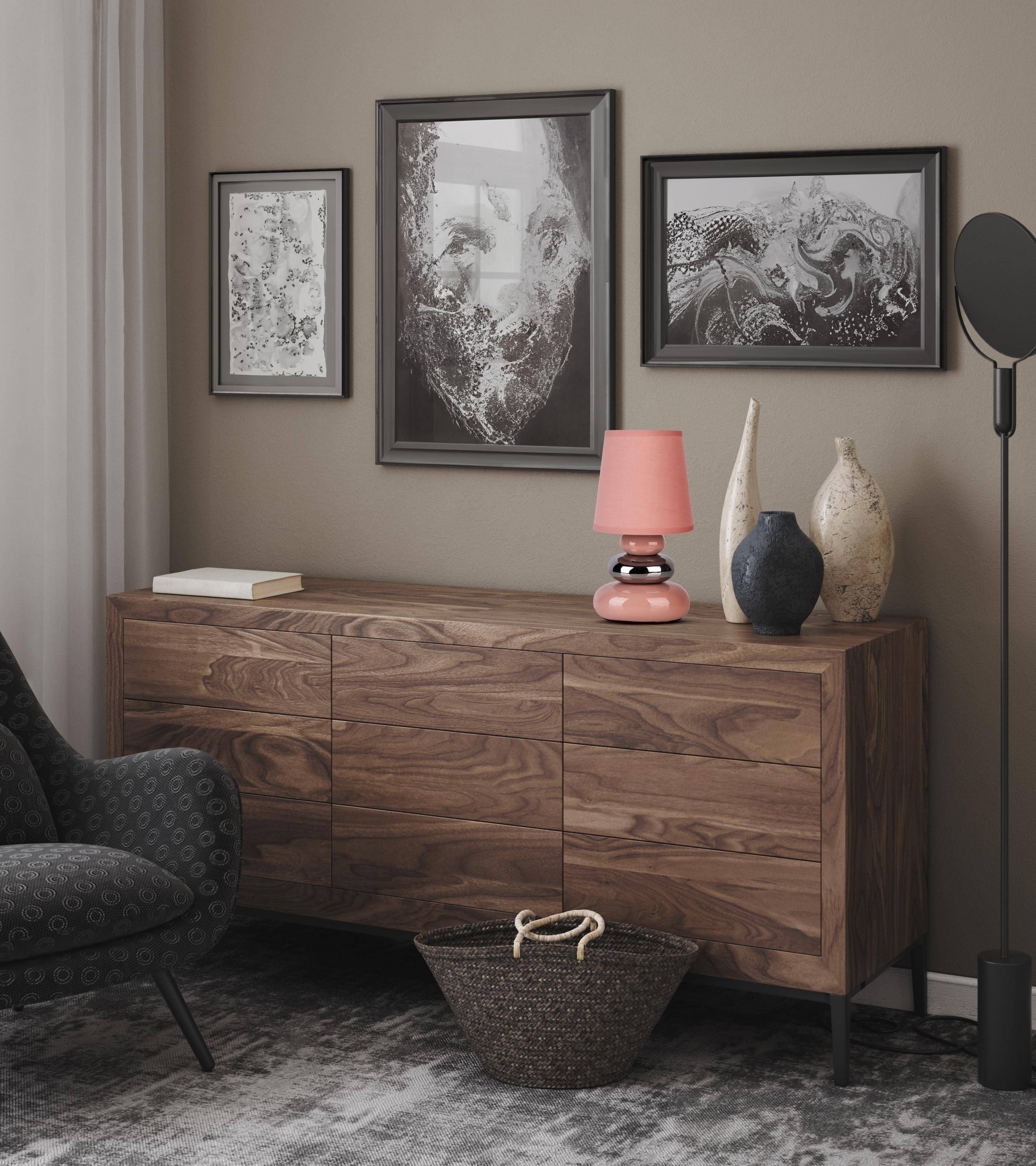 Keramik Tischleuchte "STONEY" rosa