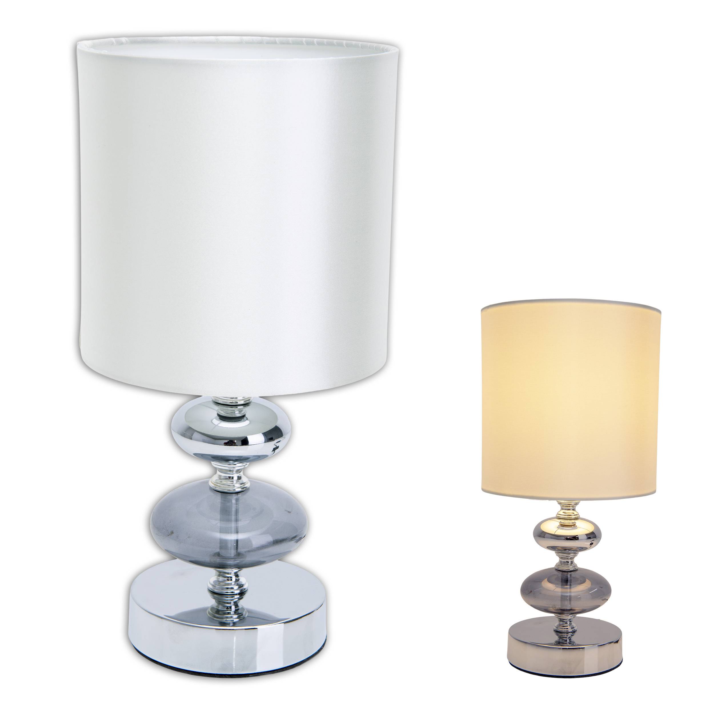 Stoff - Tischleuchte "MALI" chrome