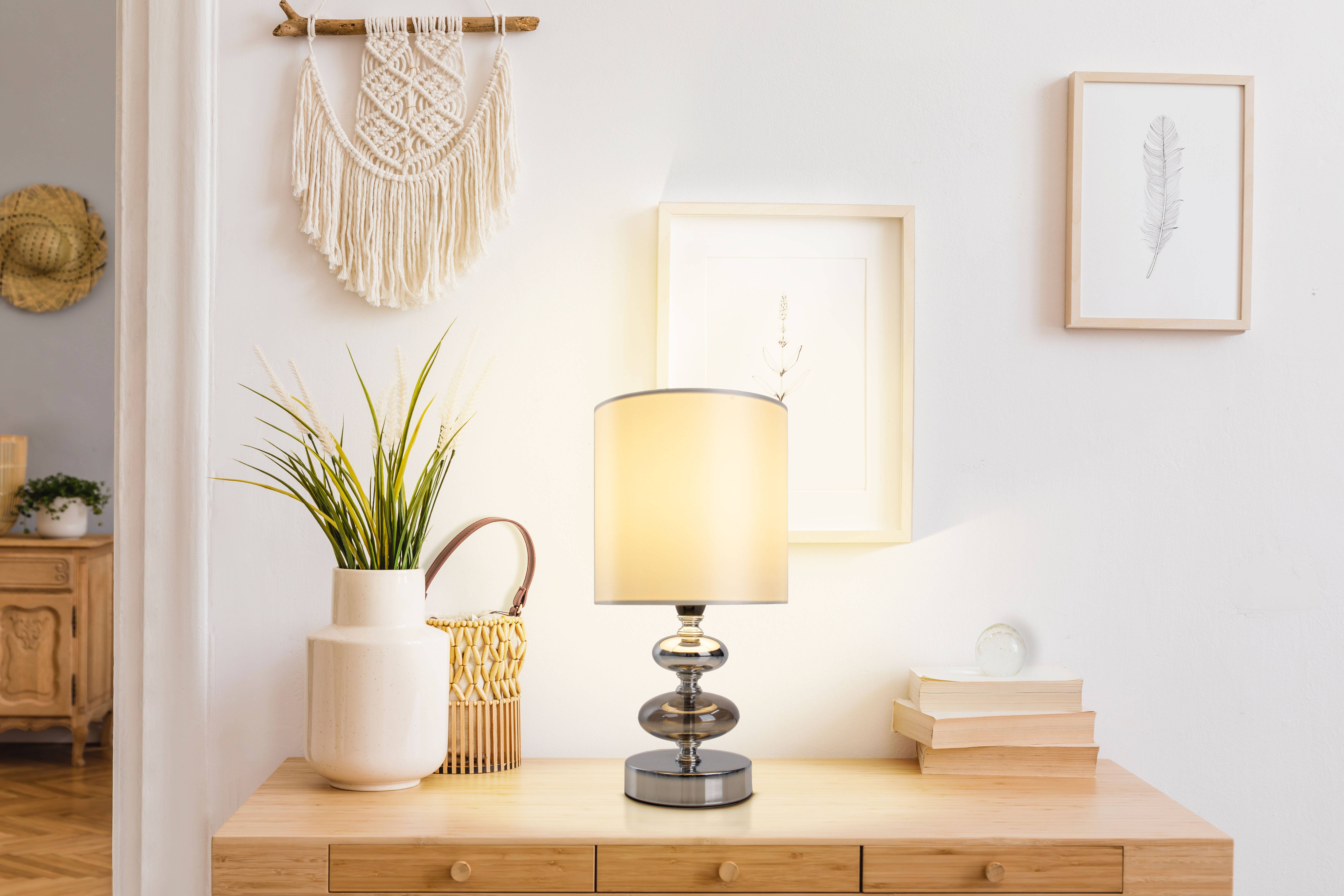 Stoff - Tischleuchte "MALI" chrome