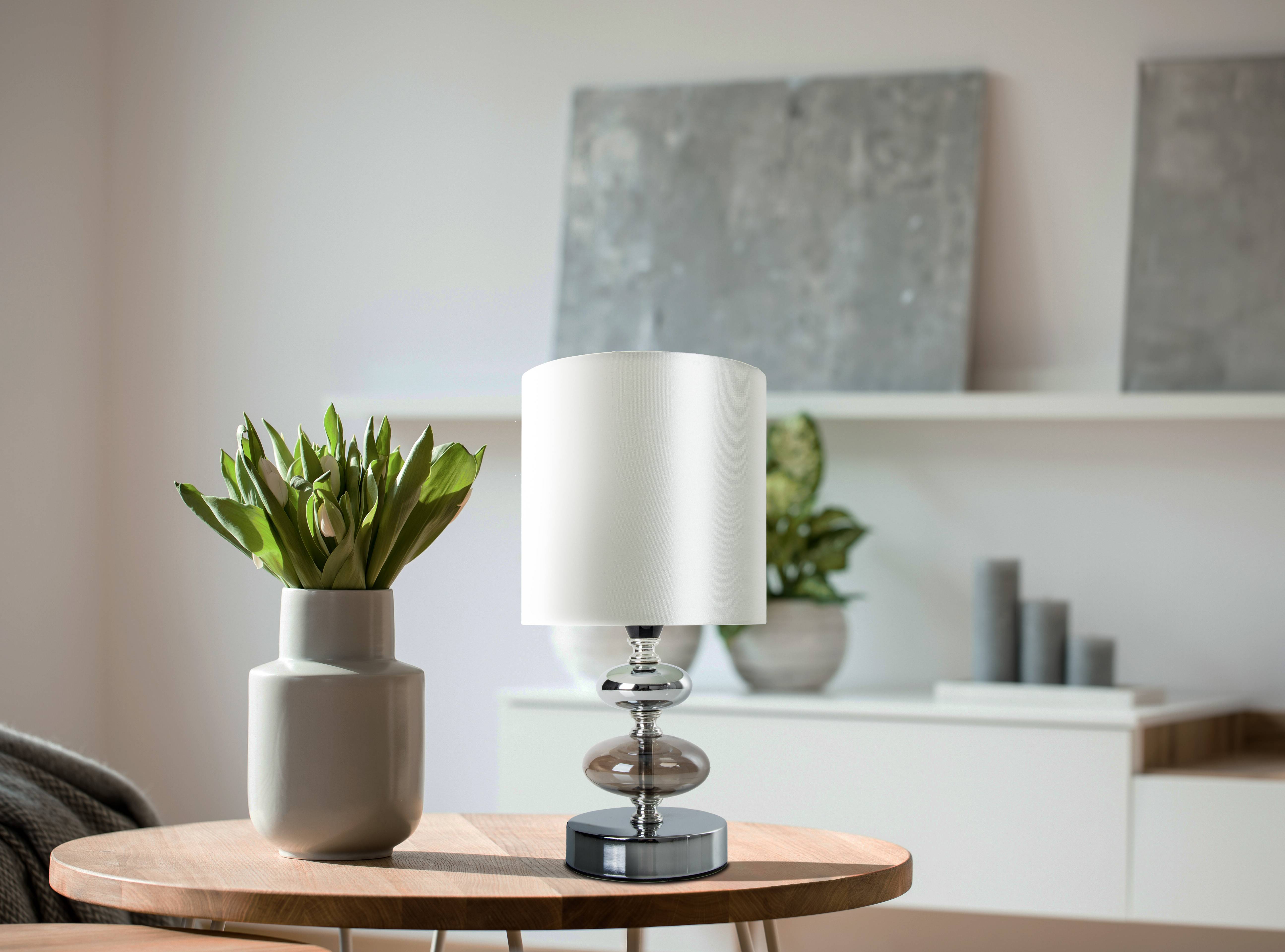 Stoff - Tischleuchte "MALI" chrome