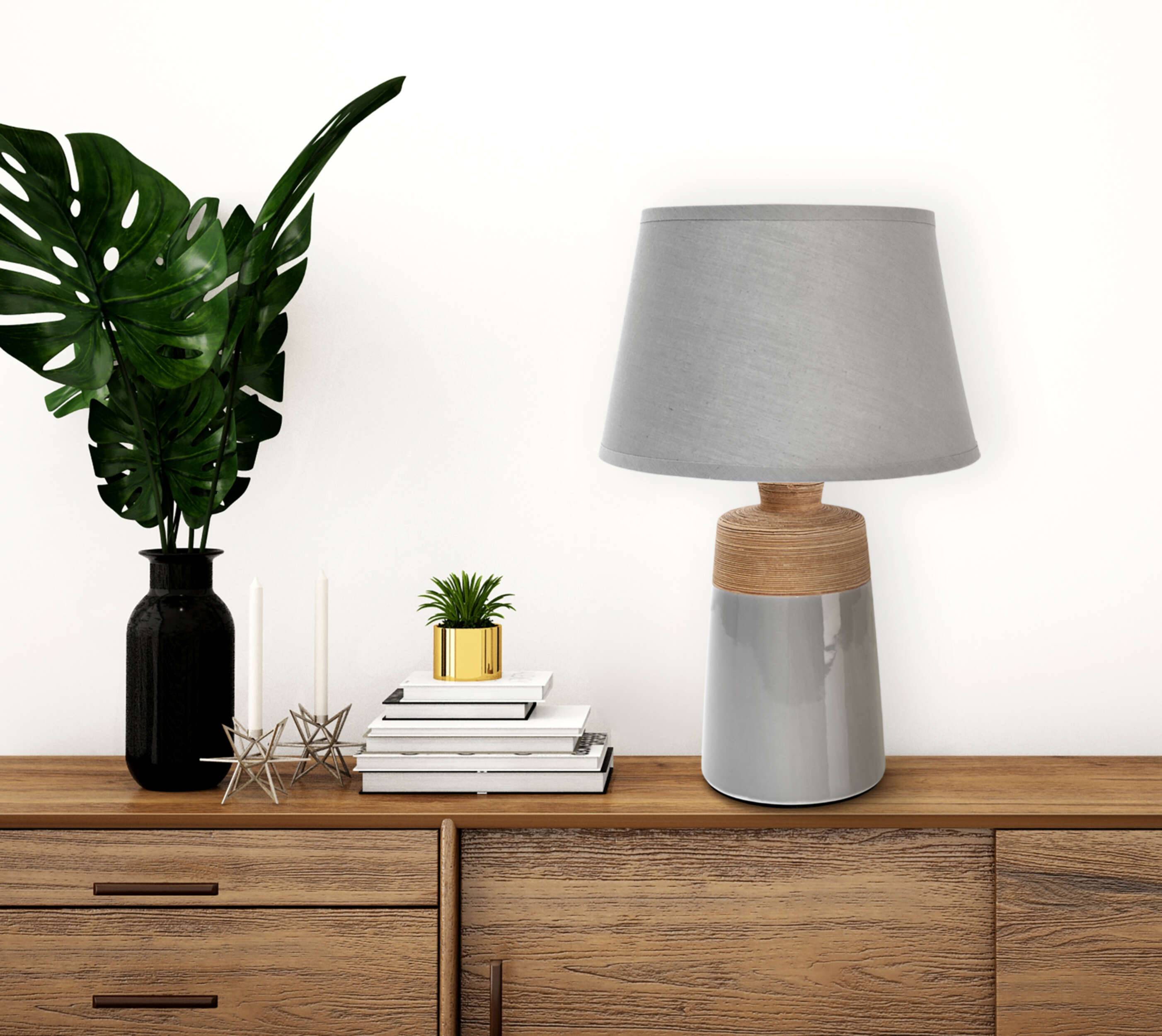 Keramik Tischleuchte "TALIA" grau