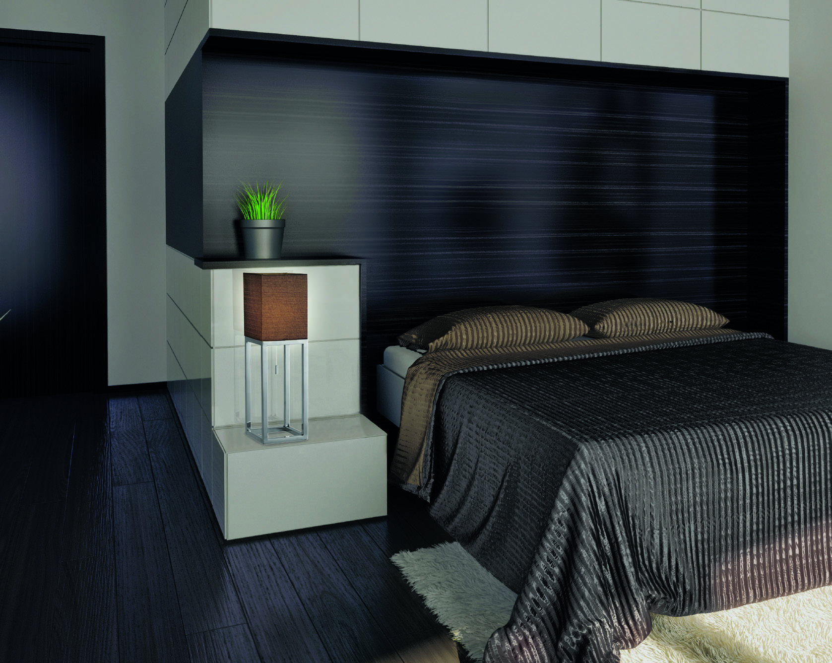 Tischleuchte "ALFA" dunkelgrau-chrom