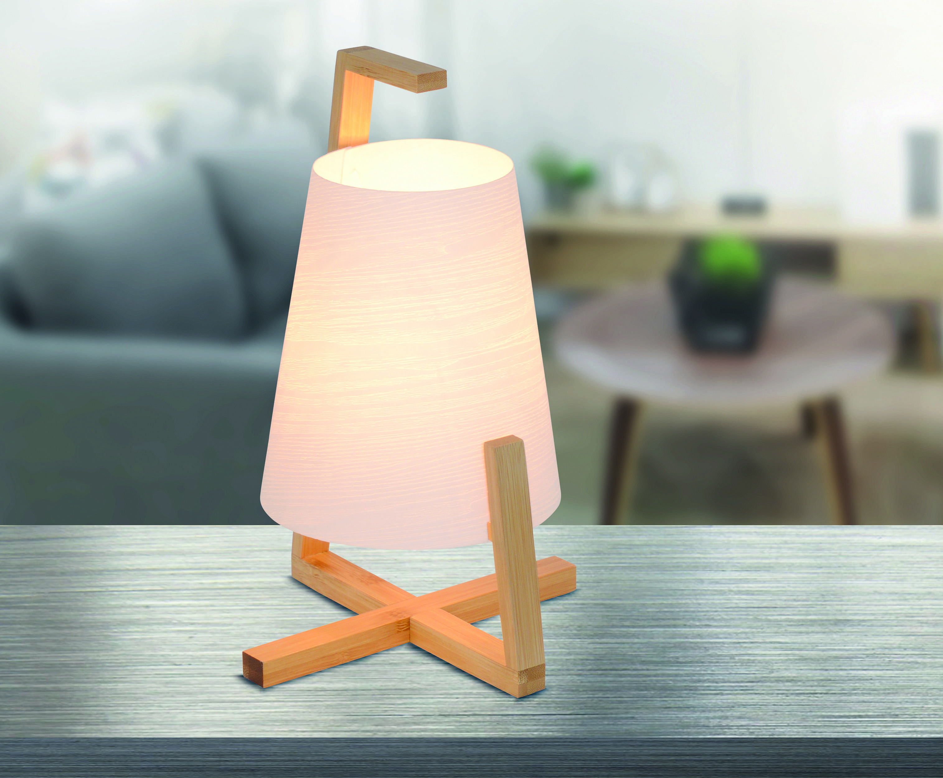 Bambus Tischleuchte mit Kunststoffschirm "SHOJI"
