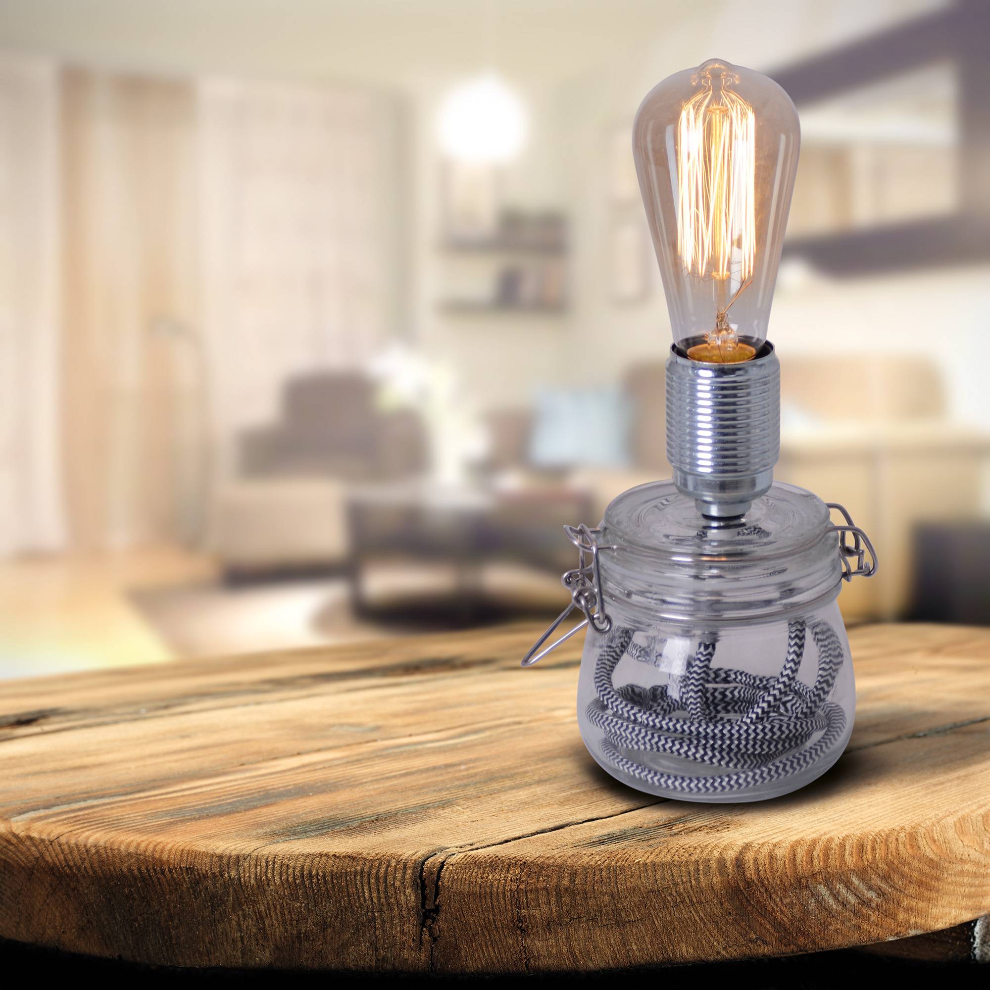 LED Glas-Tischleuchte "Max" h: 11cm klar incl. Leuchtmittel