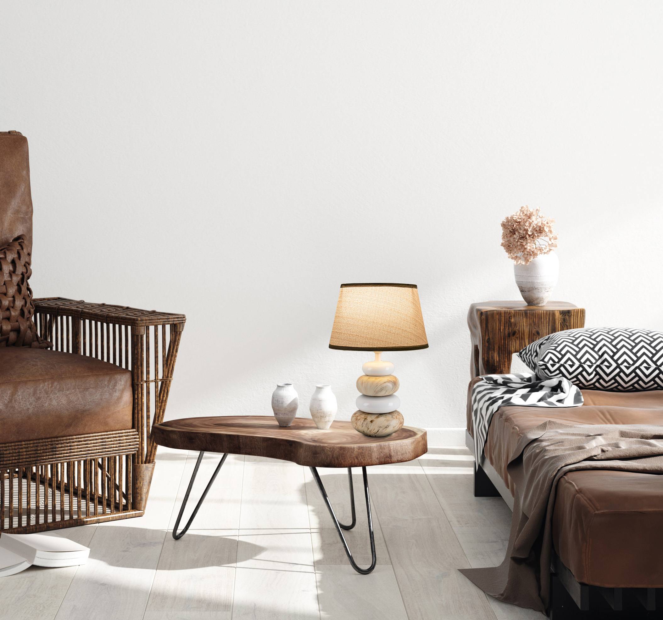 Keramik Tischleuchte "STONEY" braun