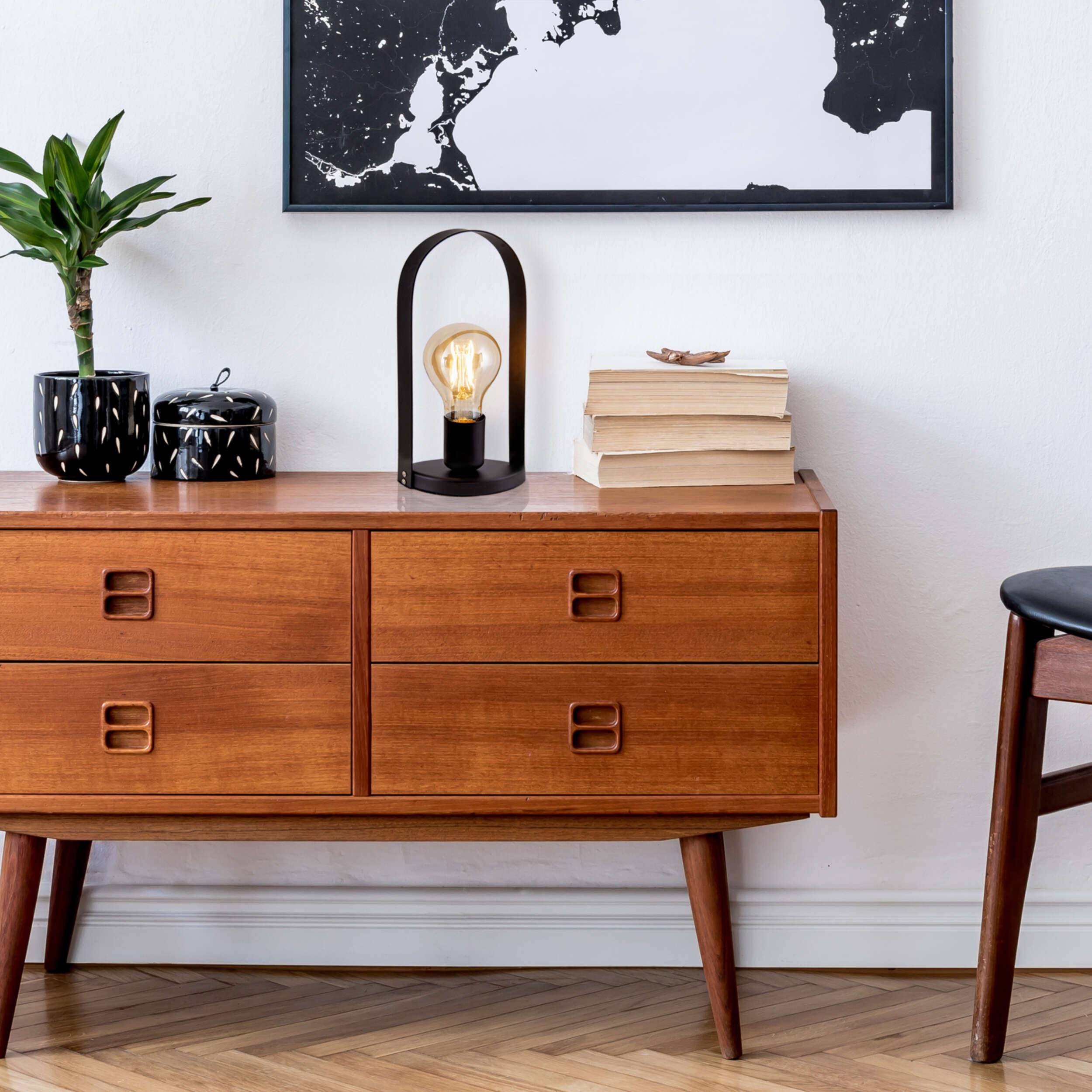 Metall-Tischleuchte "FARO" H: 28,5cm schwarz