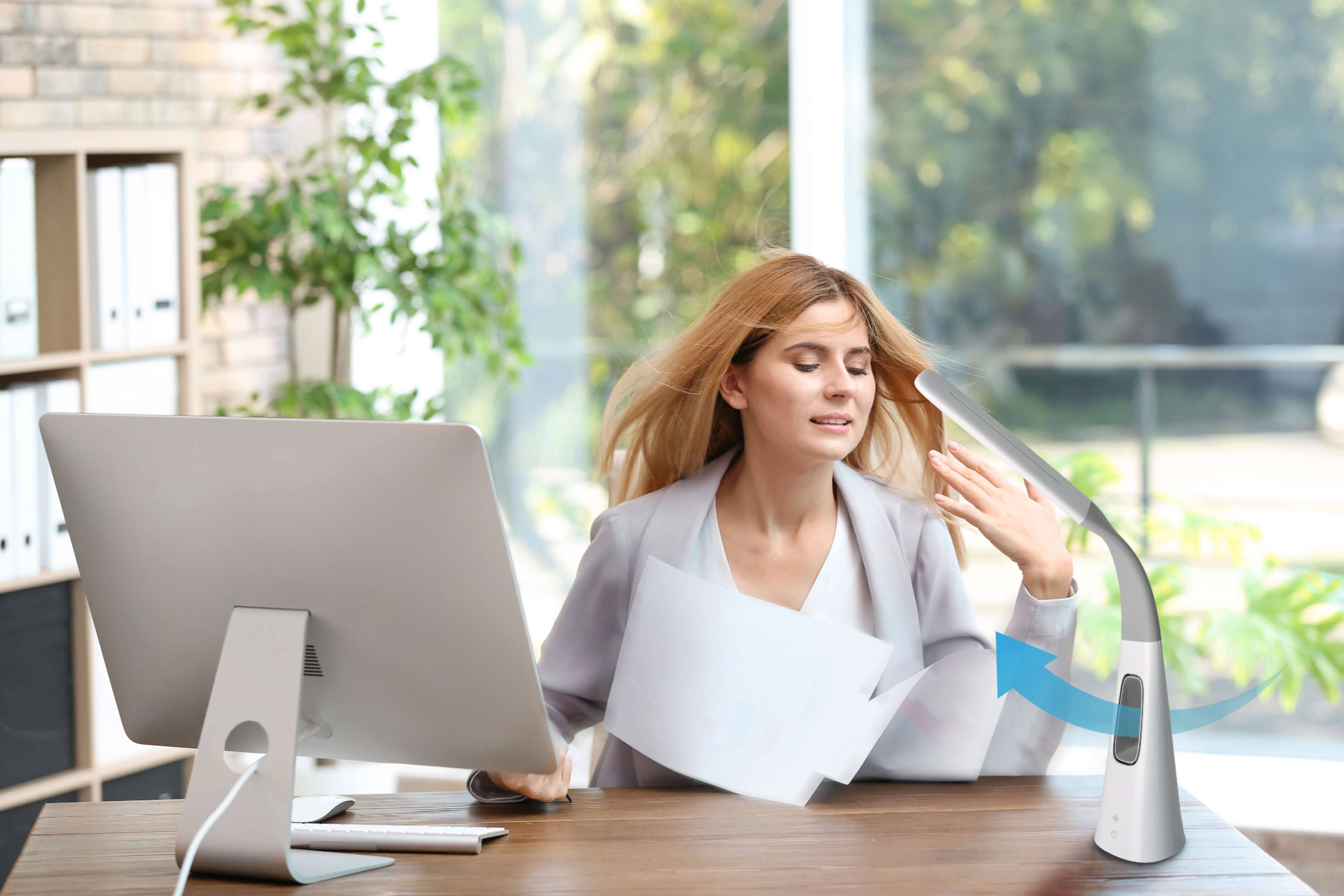 LED-Tischleuchte "VENTU" mit Ventilator h: 40cm dimmbar