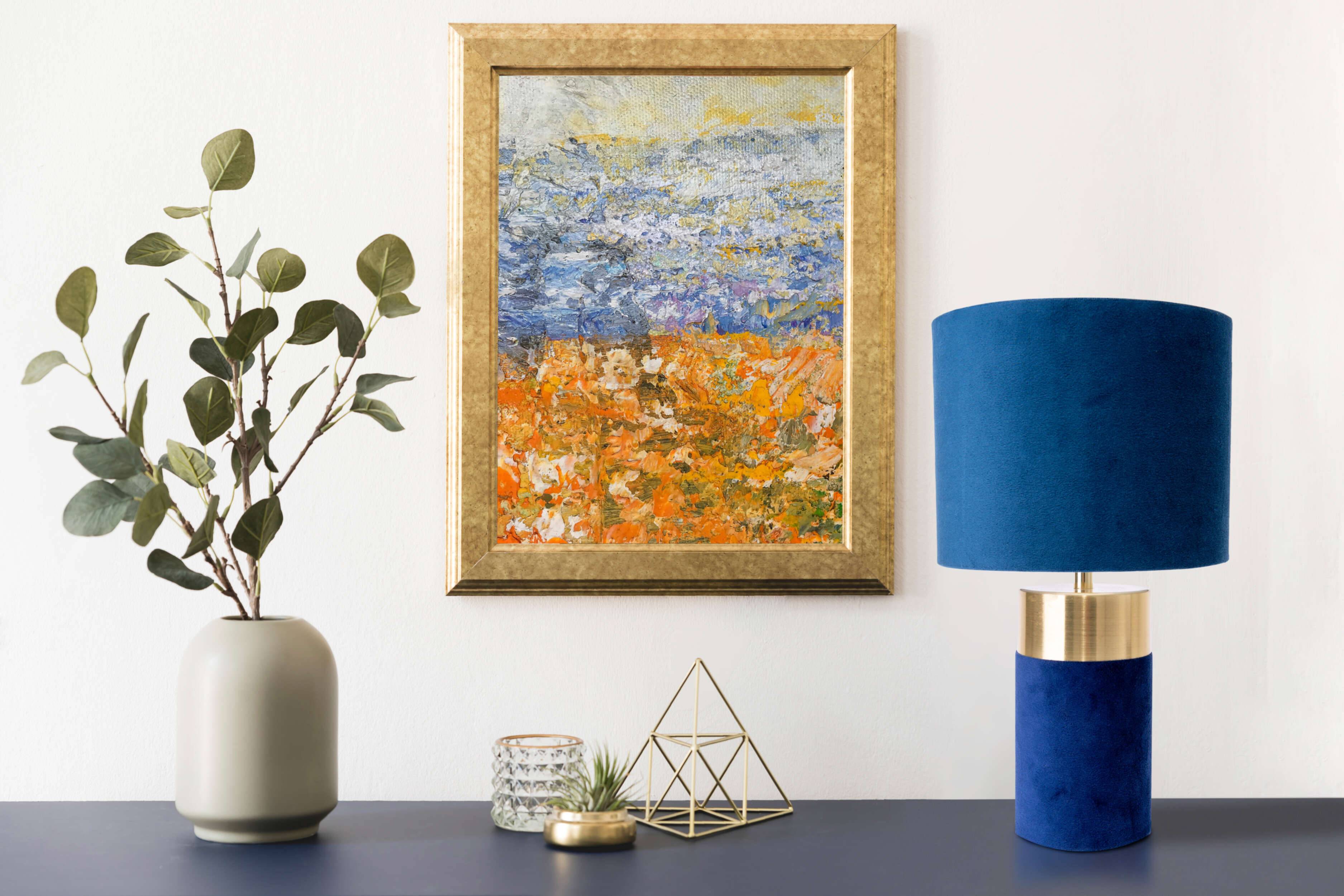 Tischleuchte "BORDO" H: 32 cm / blau / gold