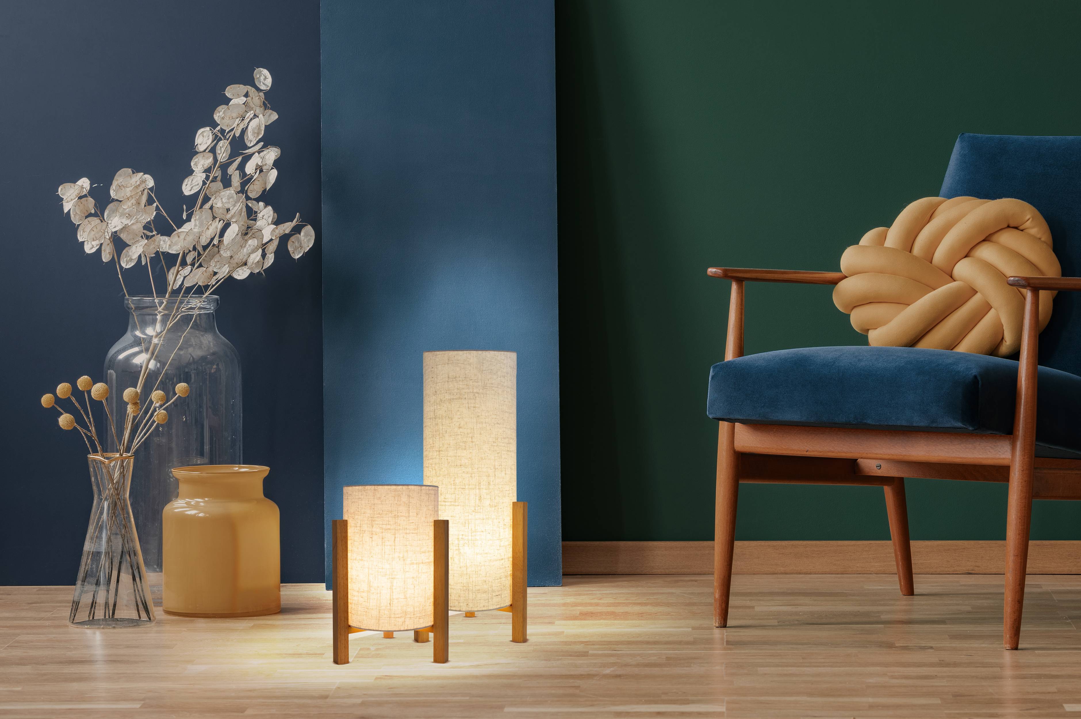 Tischleuchte "MATILDA" H: 32 cm leinen