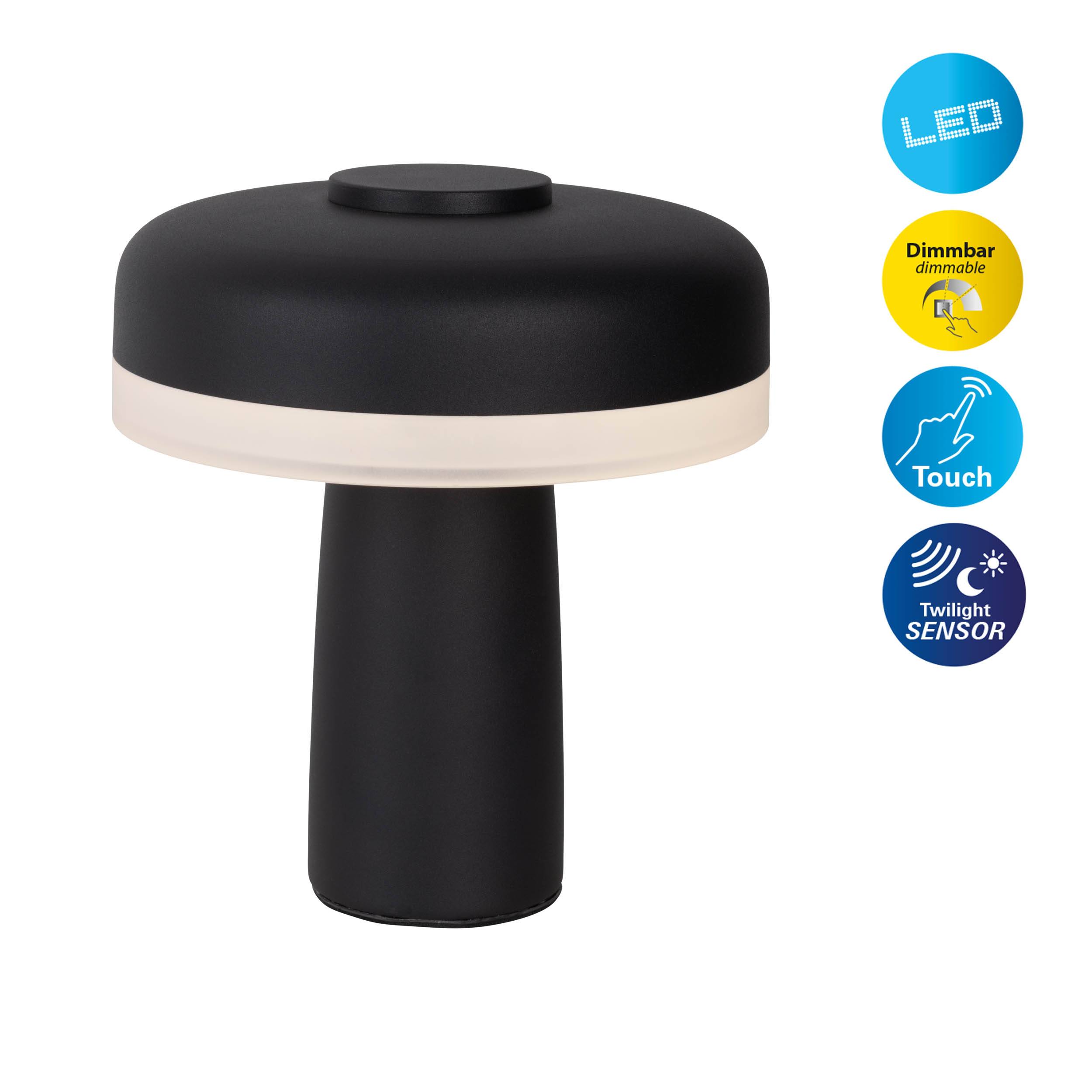 Akku-/Tischleuchte schwarz "PILU"