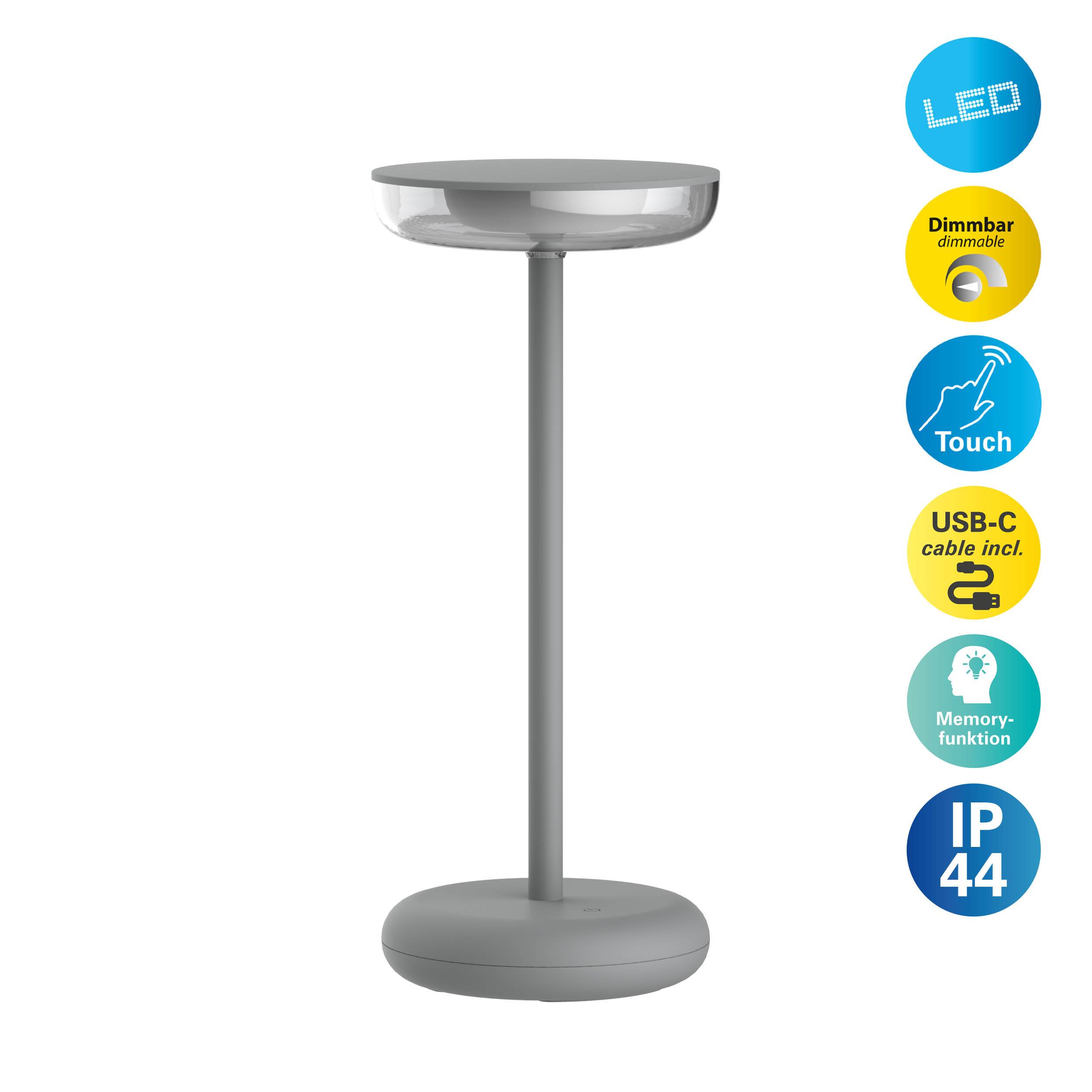 Akku-Tischleuchte "PASI" grau