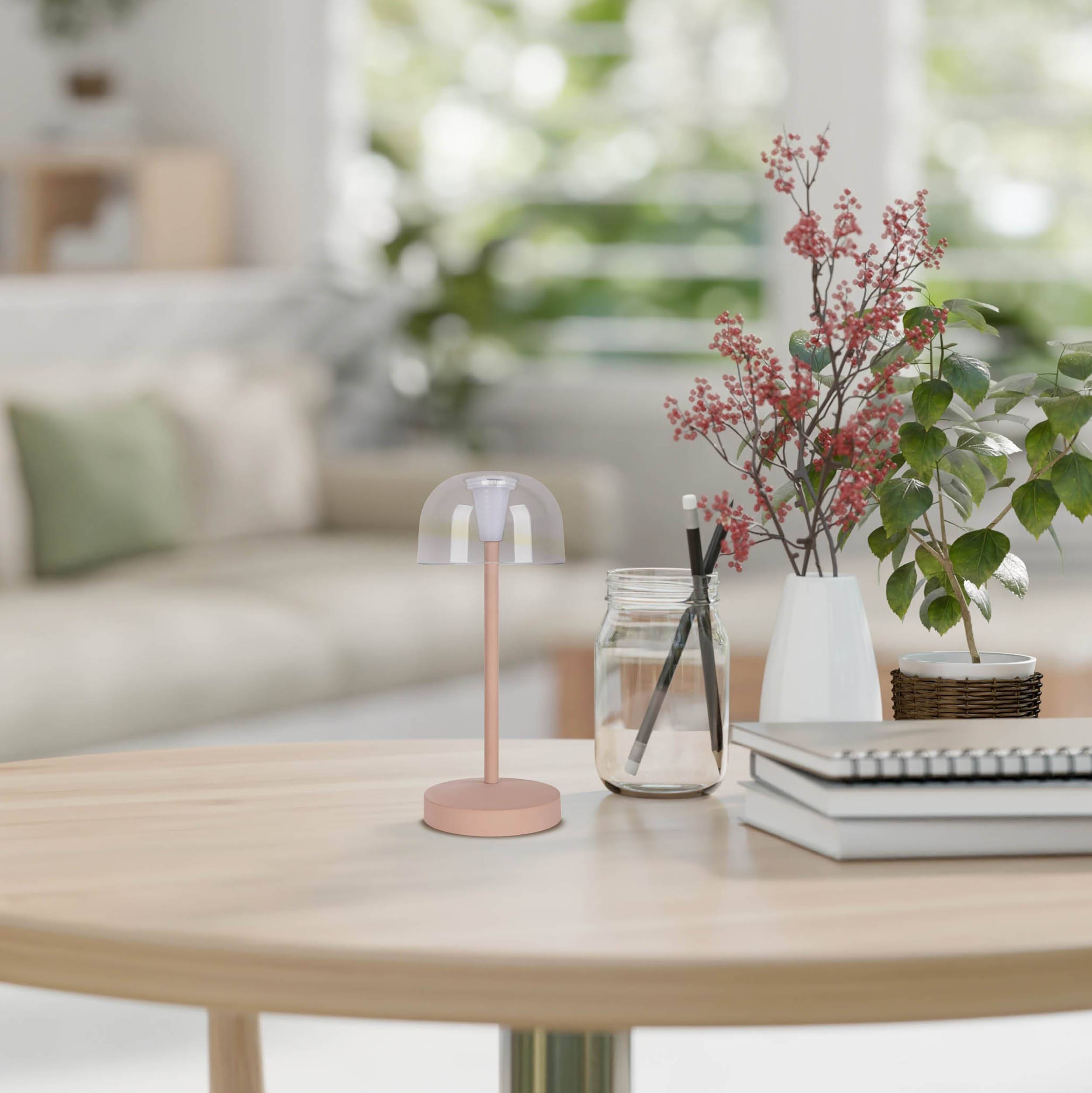 Akku- Tischleuchte "GOMBA" frosted almond 2er Set