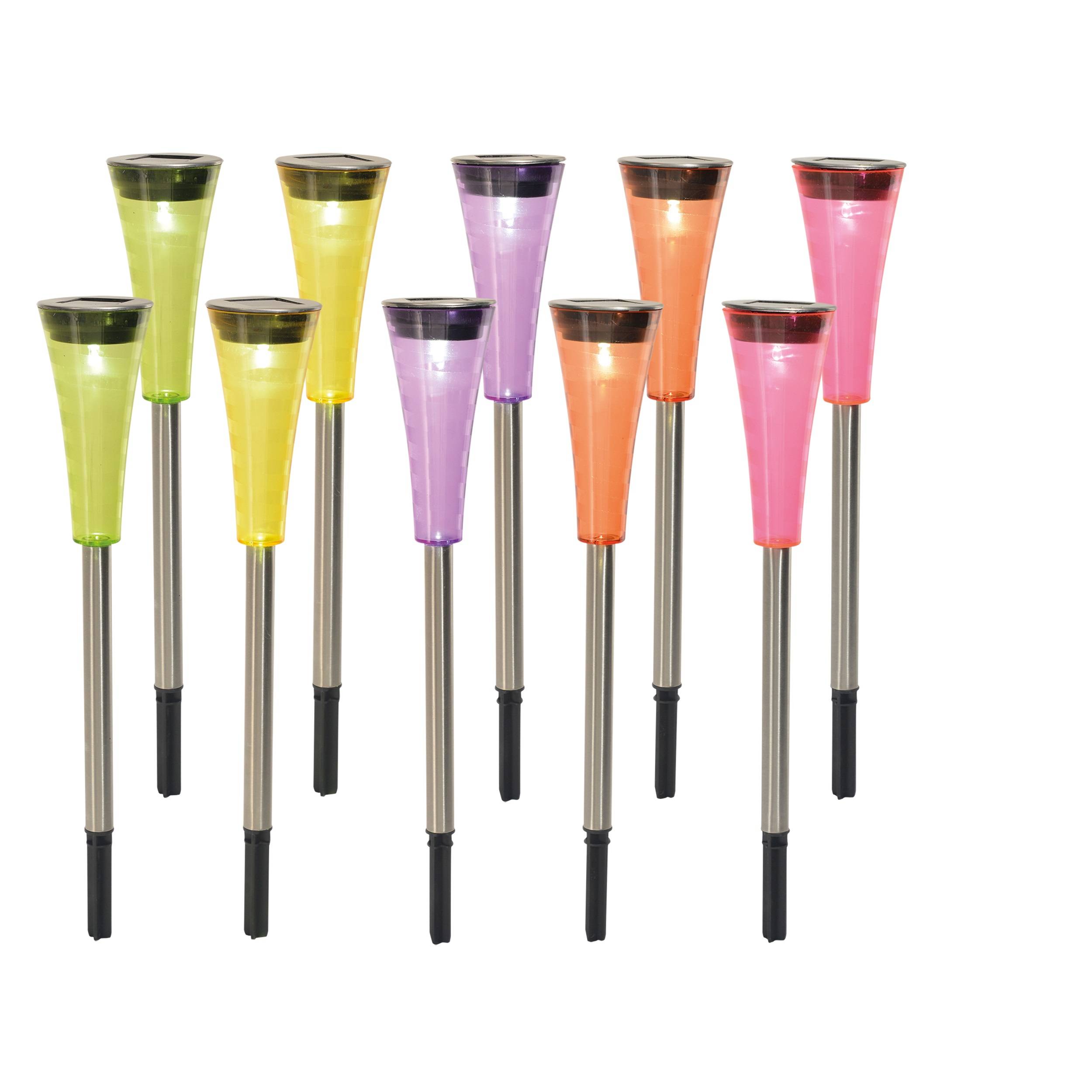 10er Set LED Solar-Erdspieß "Multi"