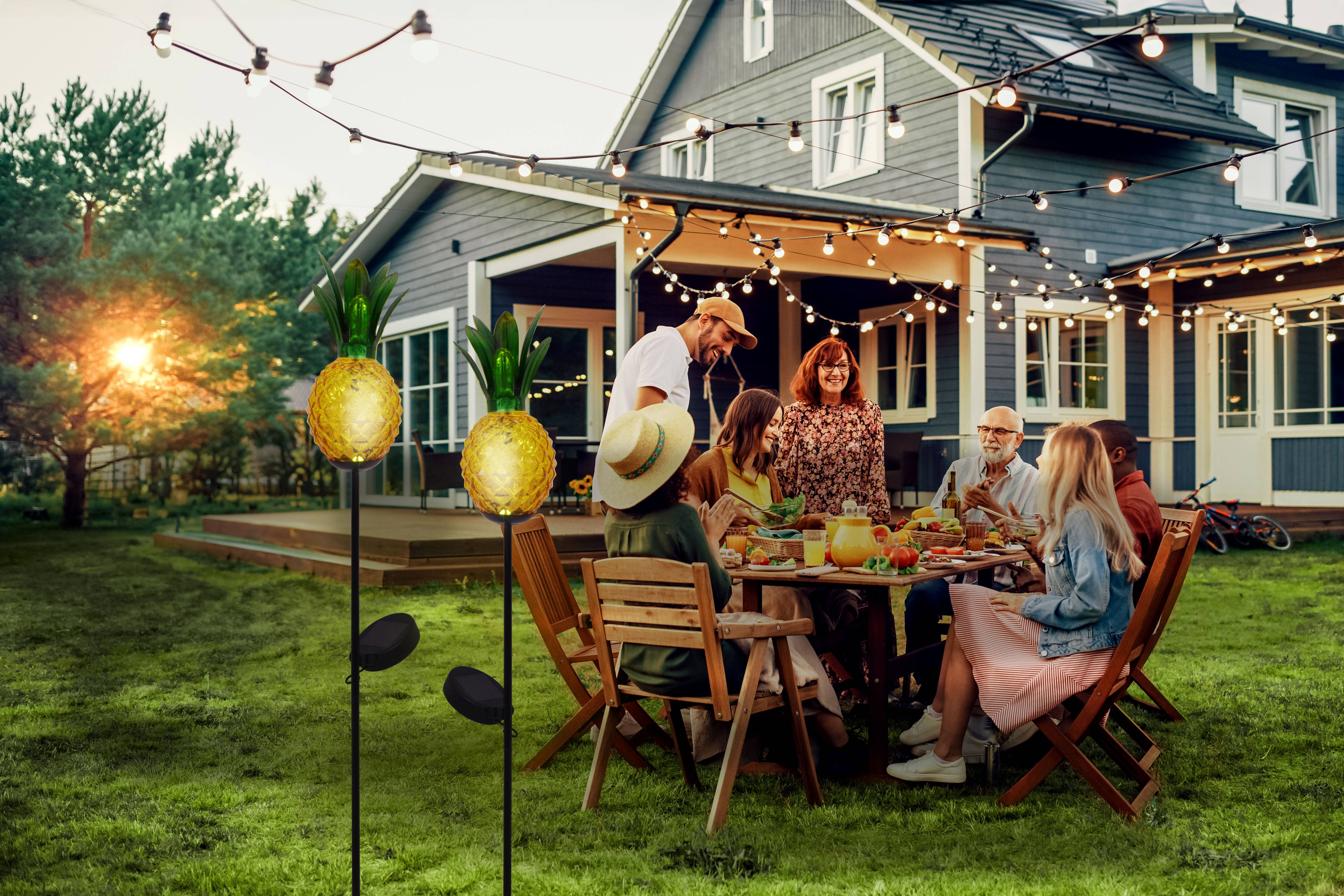 LED-Solar Erdspieß "ANANAS" orange H:81cm