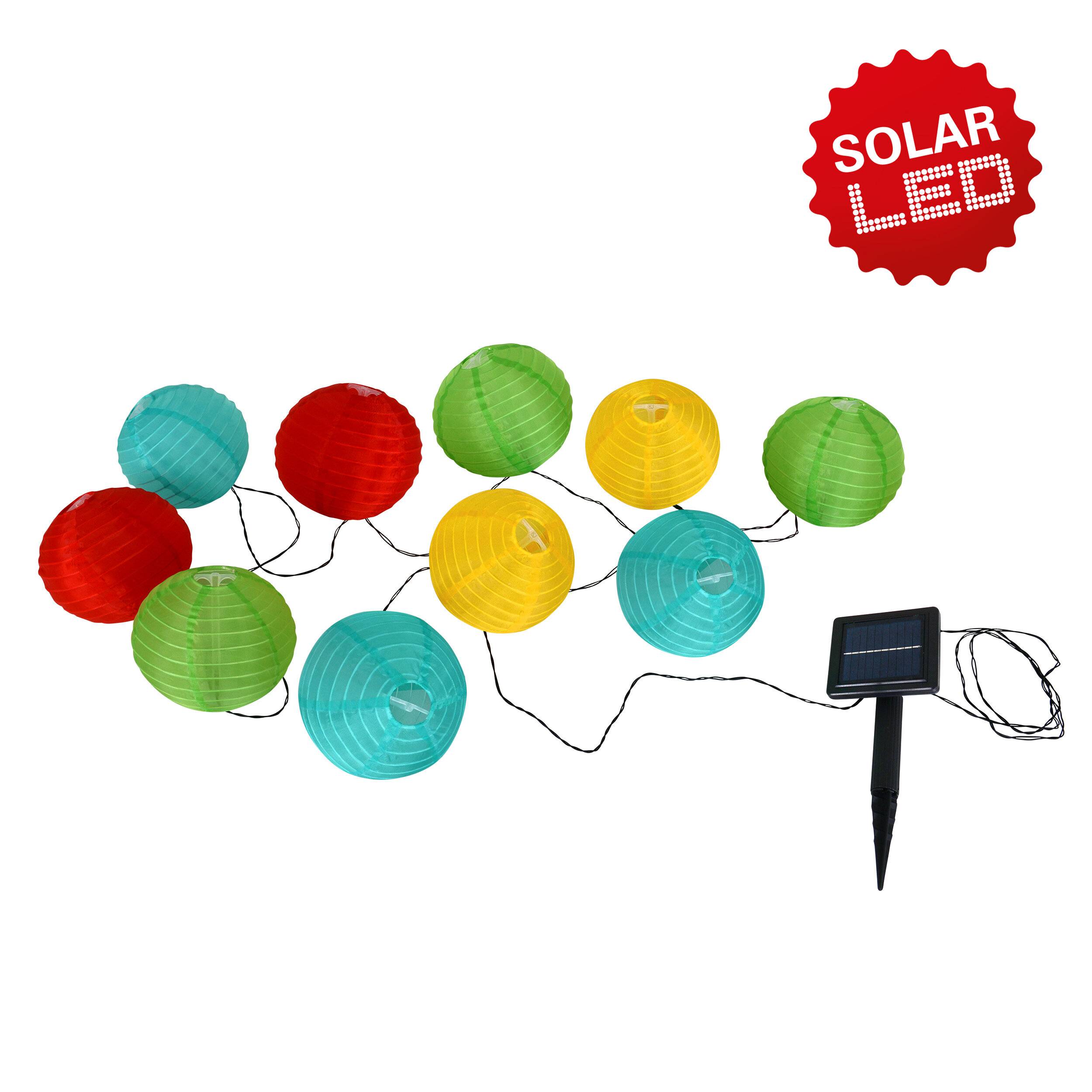 LED Textil-10er-Solar-Lichterkette bunt