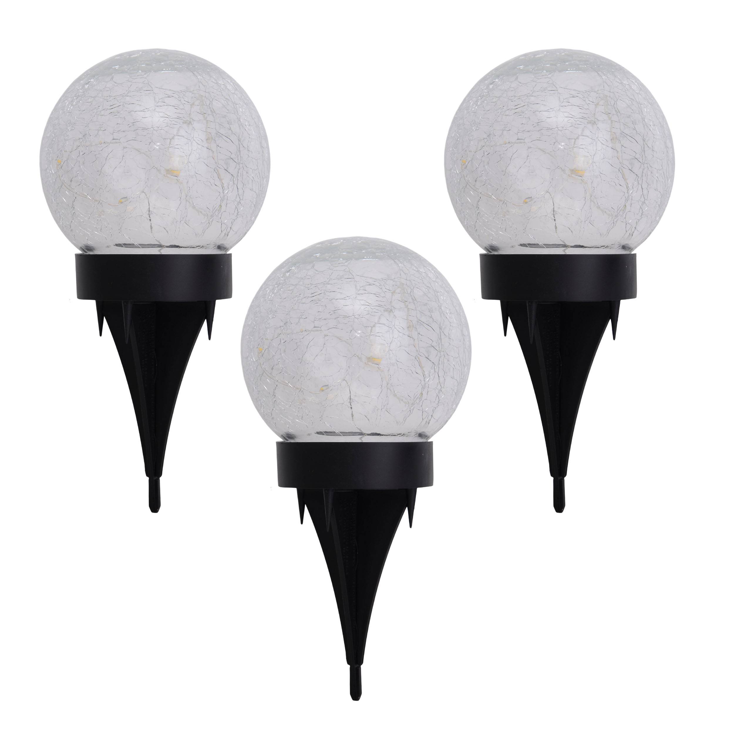 3er-Set LED-Solar-Tischleuchte/Erdspieß "CRACKLE" l/b: 12cm