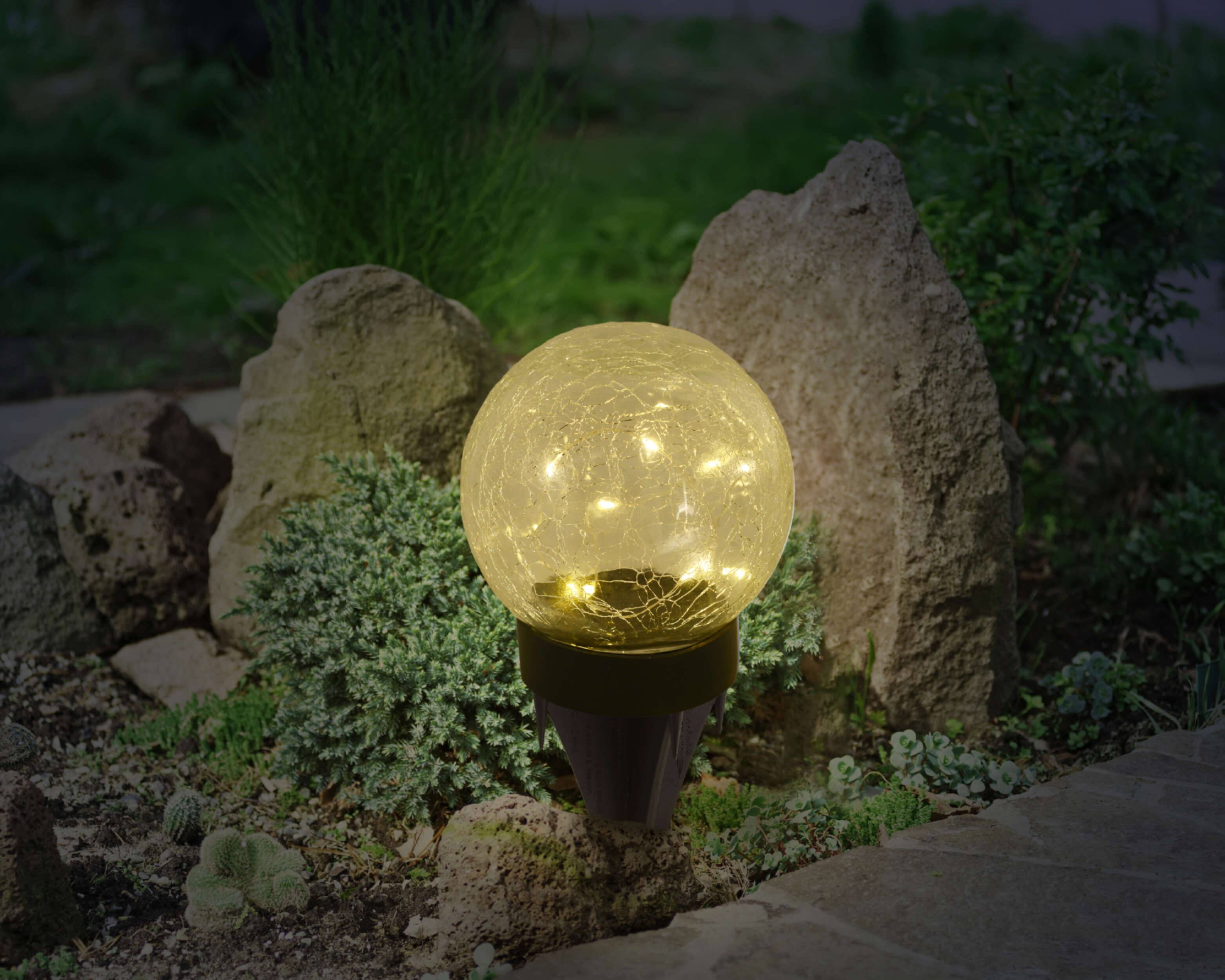 3er-Set LED-Solar-Tischleuchte/Erdspieß "CRACKLE" l/b: 12cm