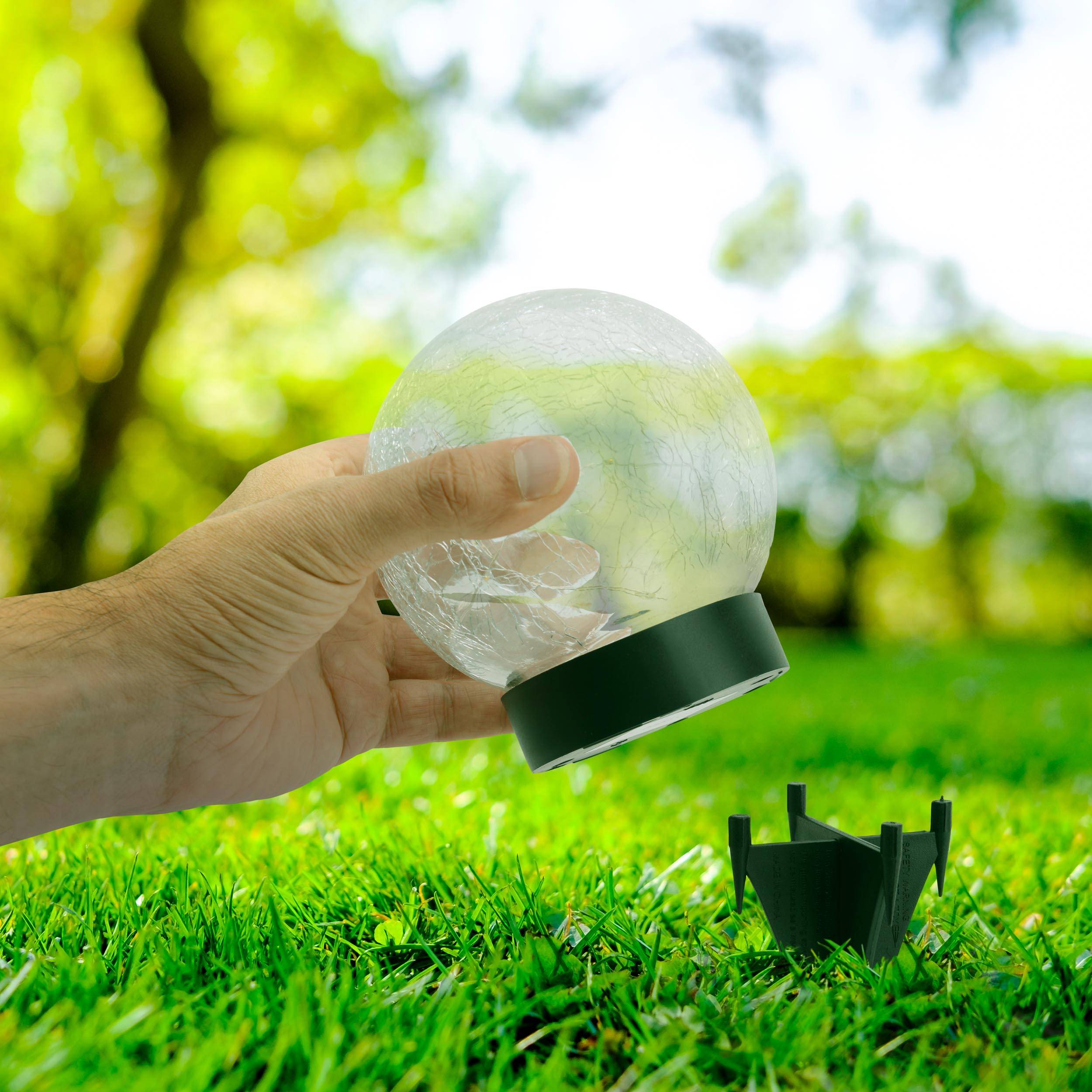 3er-Set LED-Solar-Tischleuchte/Erdspieß "CRACKLE" l/b: 12cm