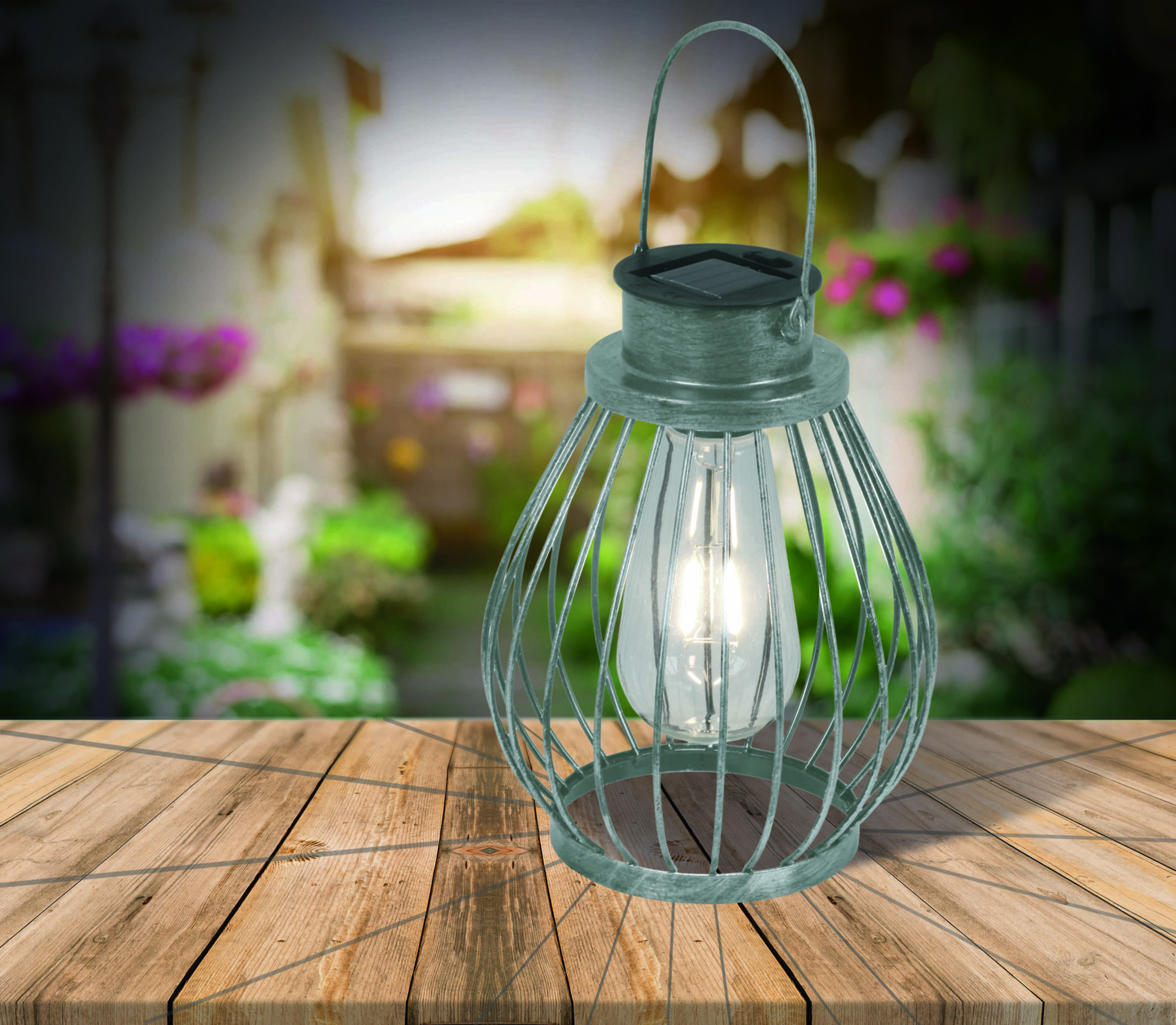 LED Deko-Solarleuchte "BALUBO" H: 21,5cm silber