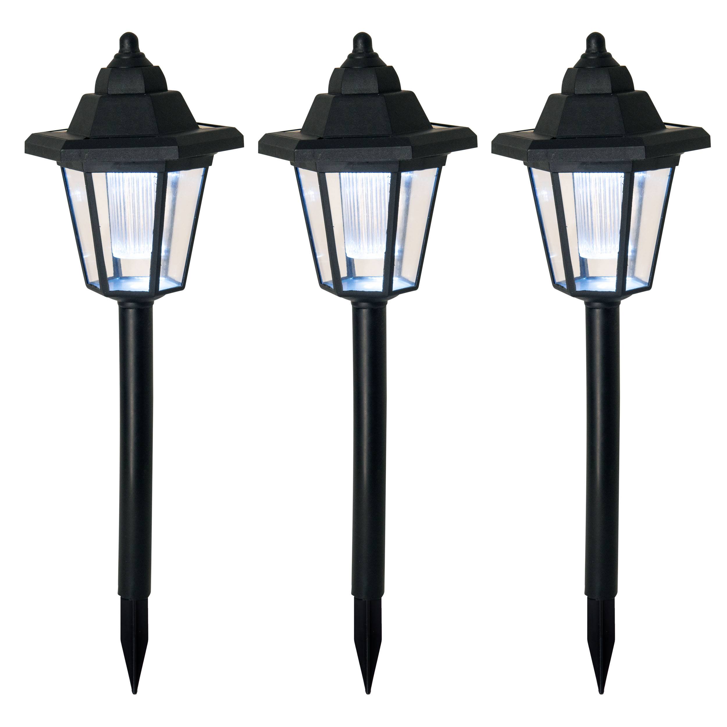 3er Set LED Solar-Erdspieß/Wandleuchte 2-in-1