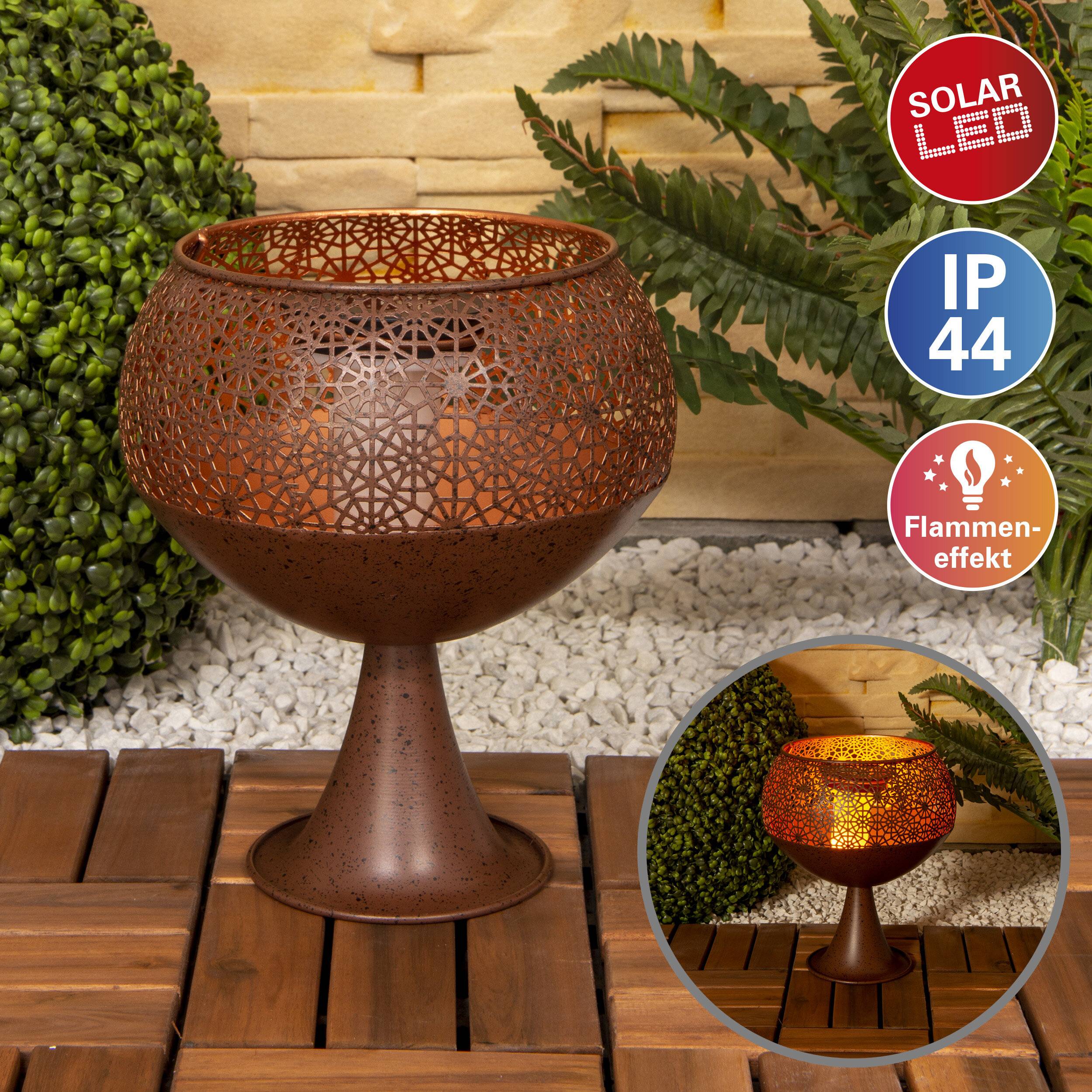LED Deko-Solarleuchte mit Standfuß h: 25cm /Flammeneffekt