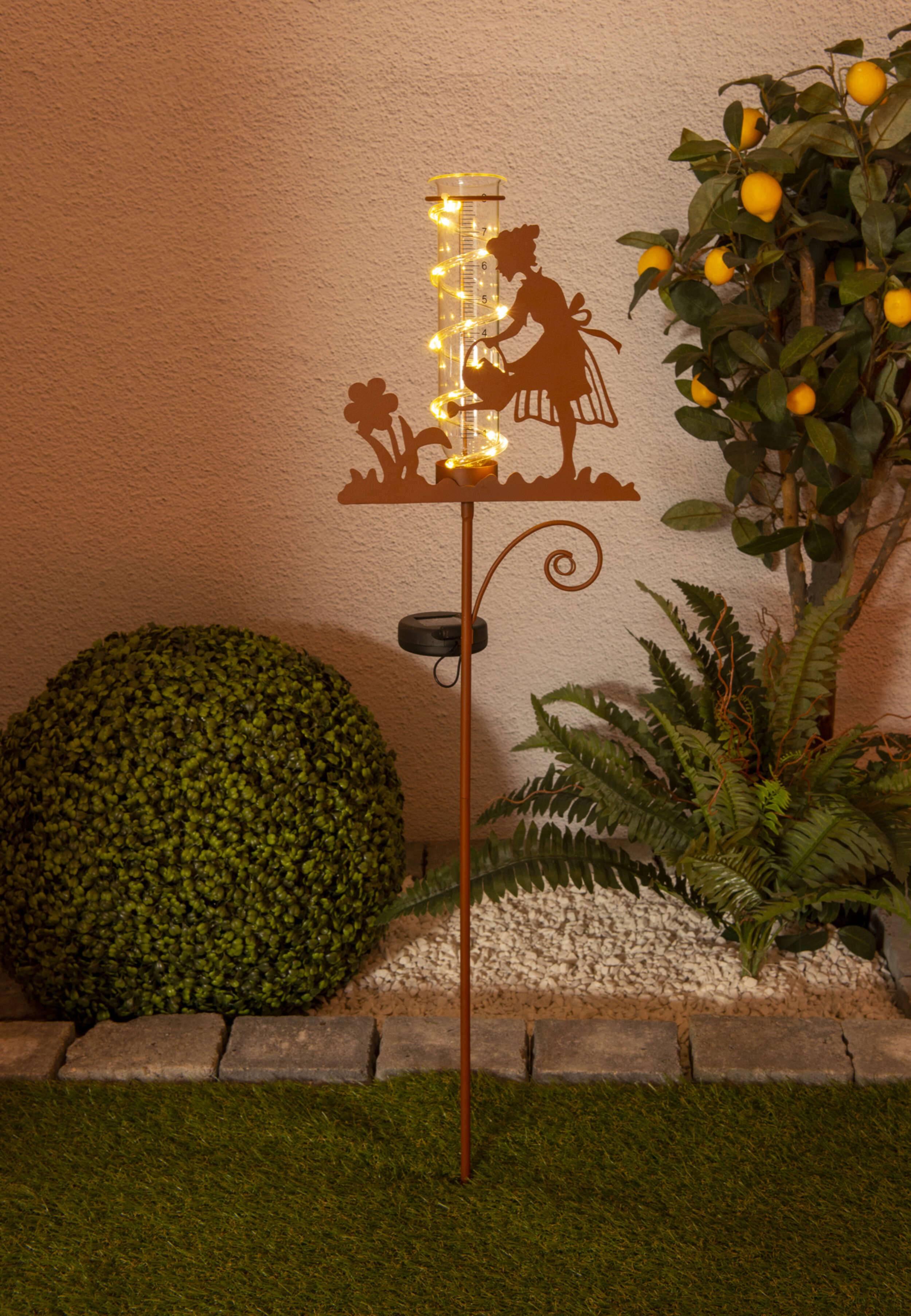 LED-Solar Erdspieß "ELAIA" Regenwassermesser H: 95cm