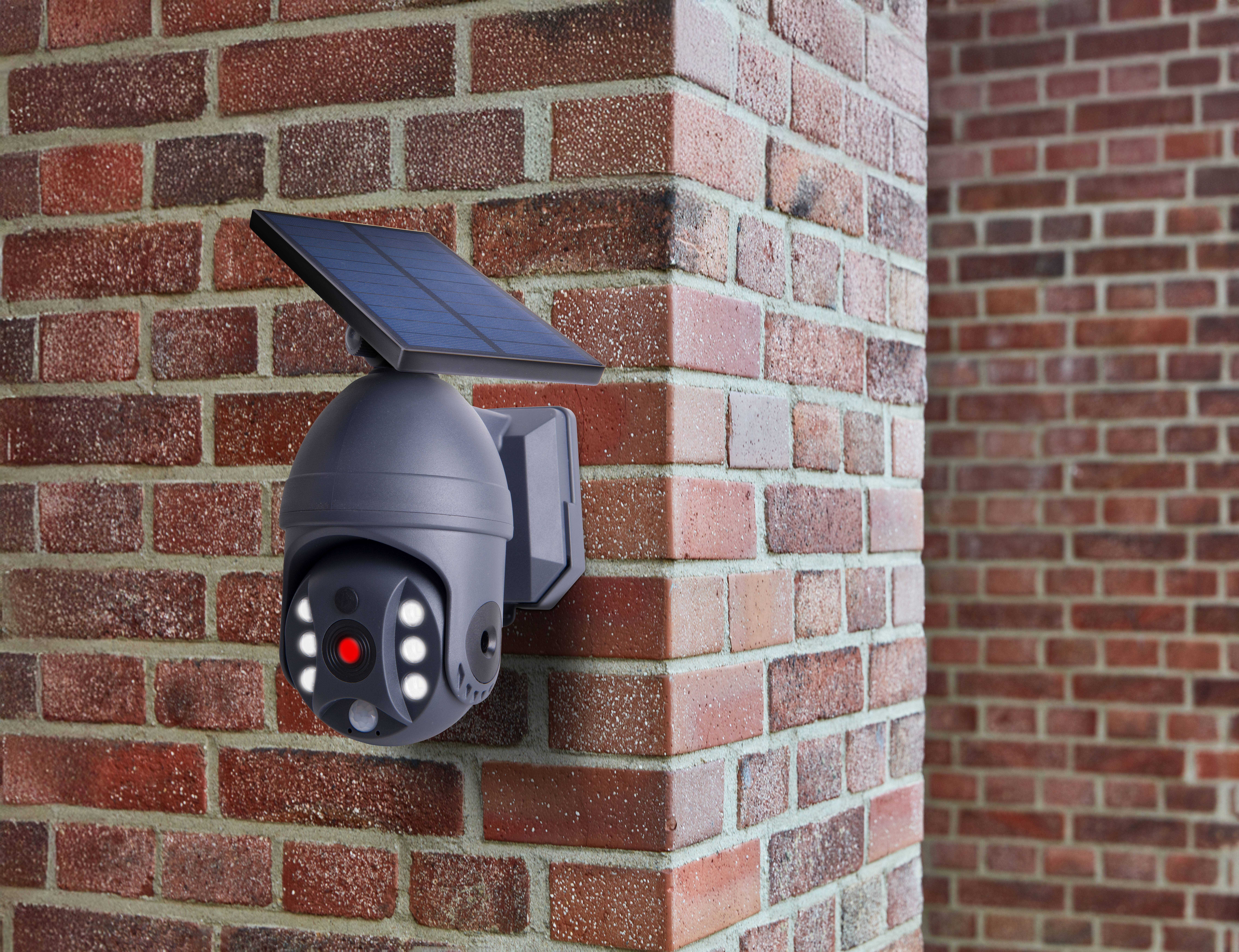 LED Solar Außenwandleuchte "MOHO" mit Bewegungsmelder und Security-Kamera- Attr