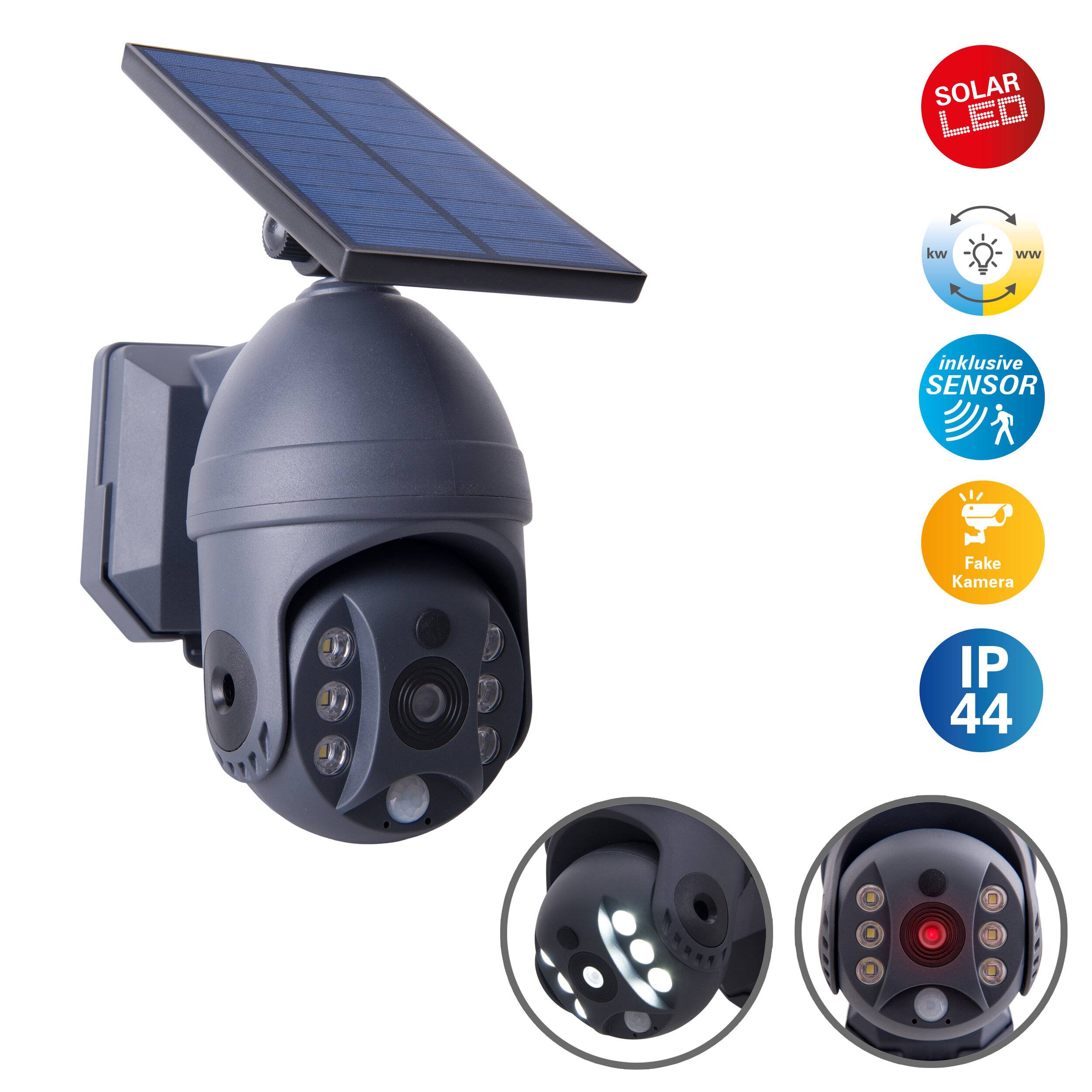 LED Solar Außenwandleuchte "MOHO" mit Bewegungsmelder und Security-Kamera- Attr