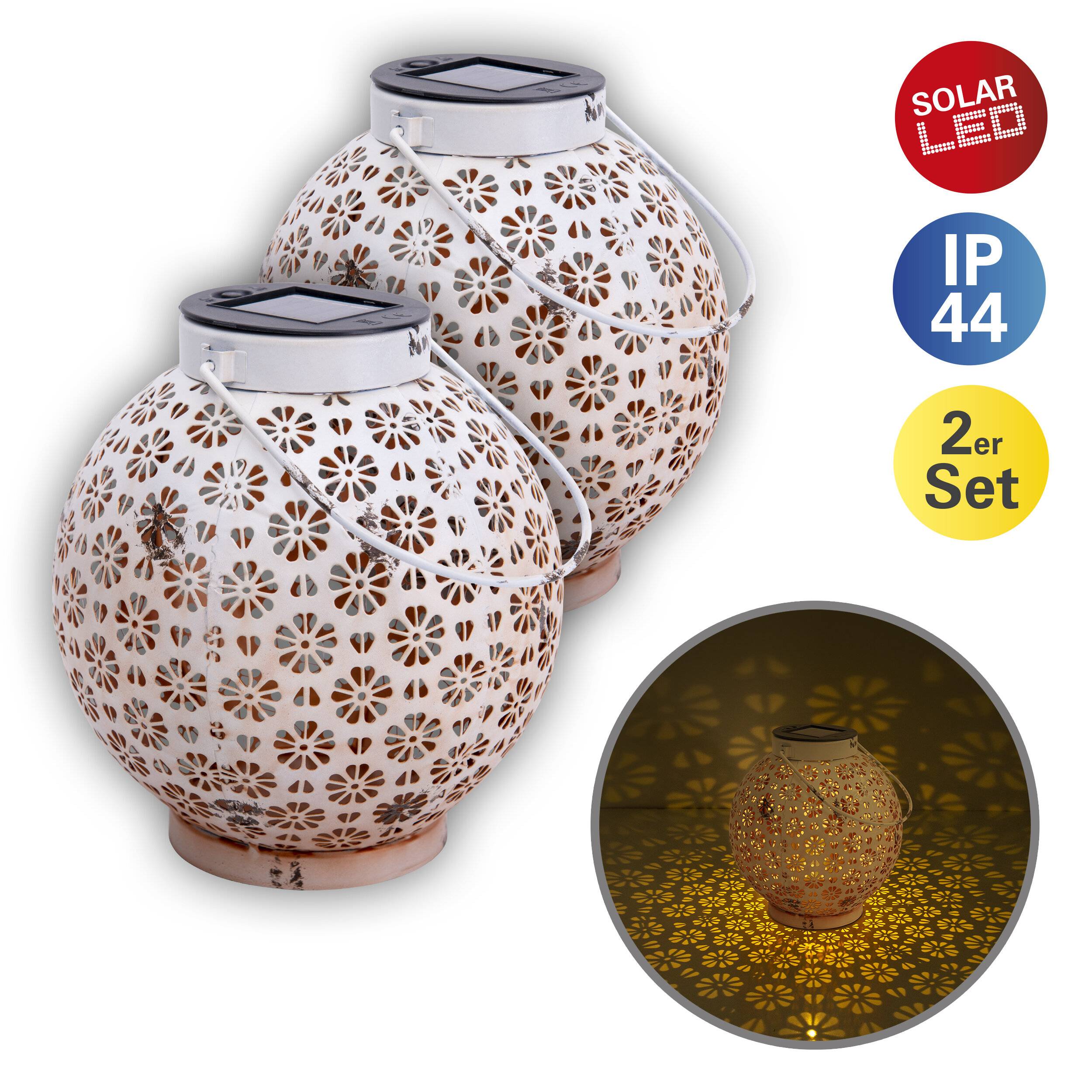 2er-Set LED Deko-Solarleuchte l/b: 18cm weiß