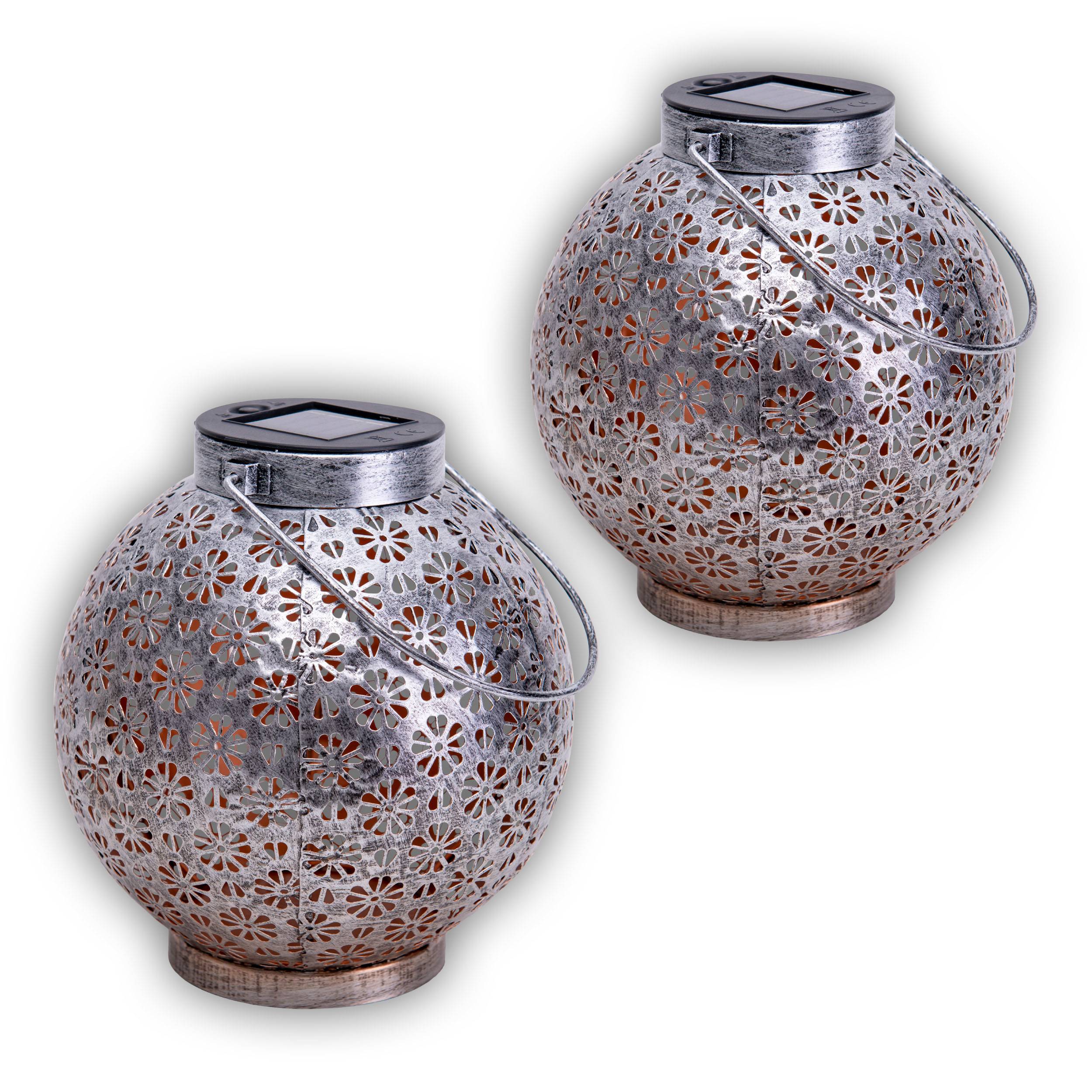 2er-Set LED Deko-Solarleuchte l/b: 18cm silber