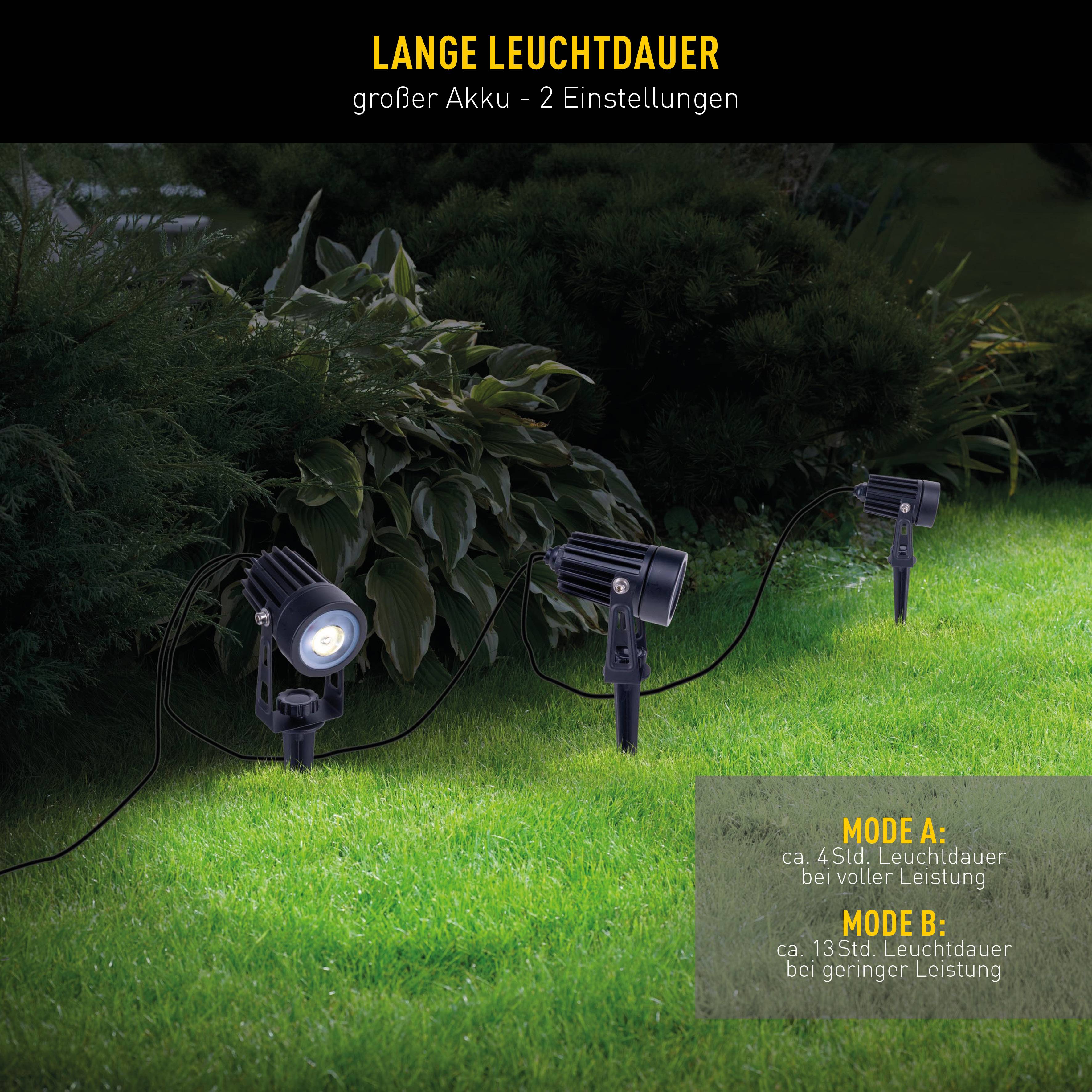 3er LED Solarspot mit Erdspieß "SPOTI"