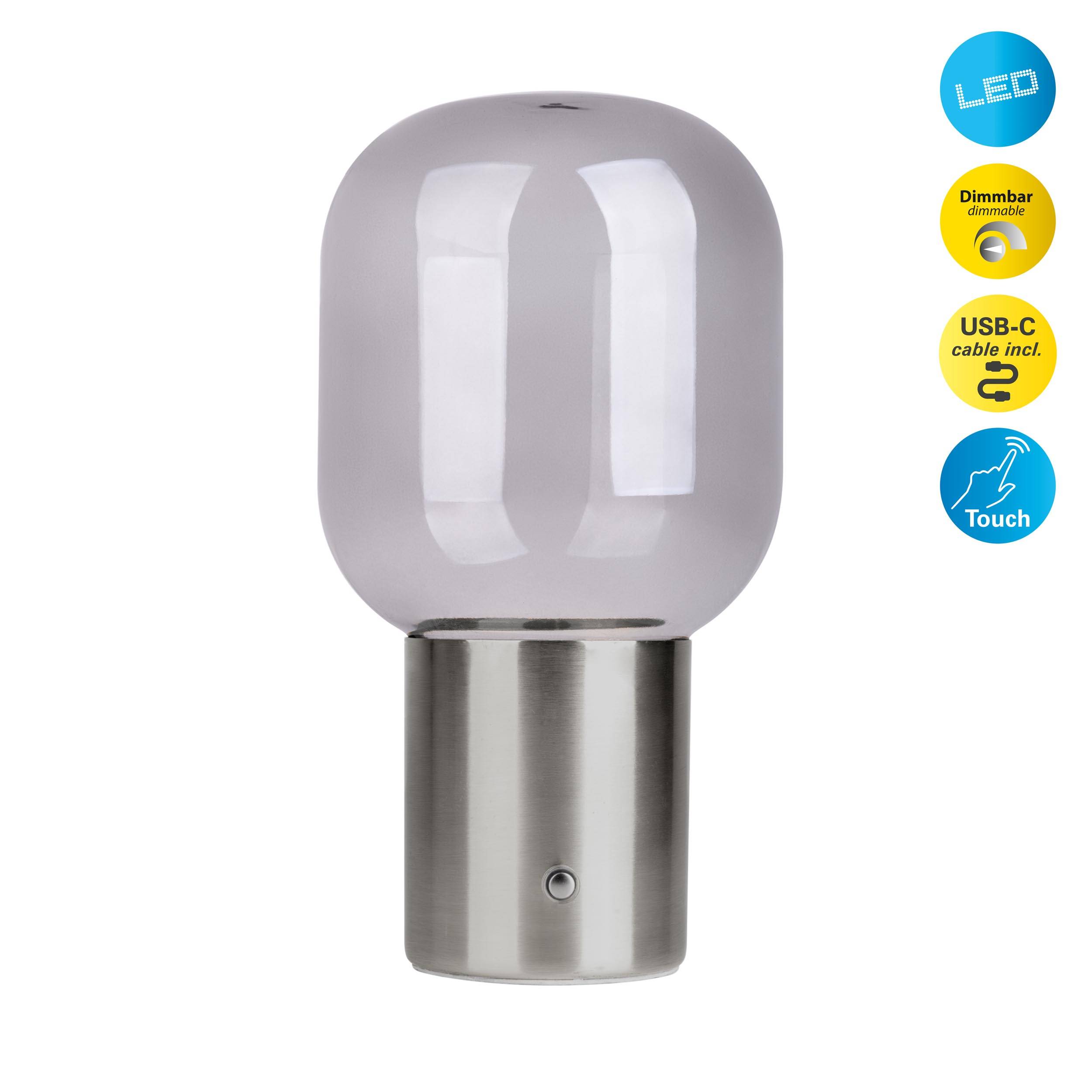 Akku-Tischleuchte "ALBERO" chrom H: 25 cm