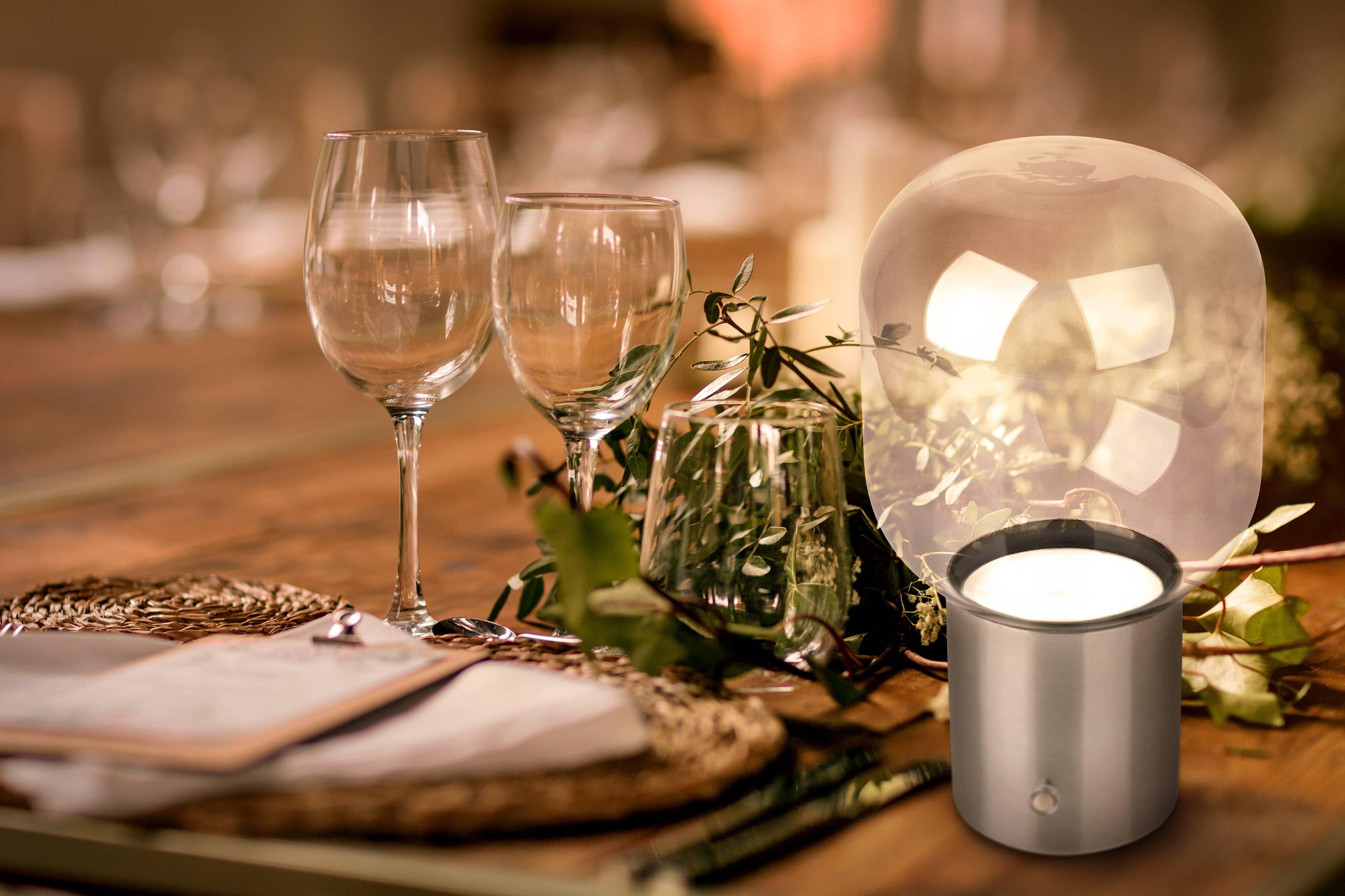 Akku-Tischleuchte "ALBERO" chrom H: 25 cm