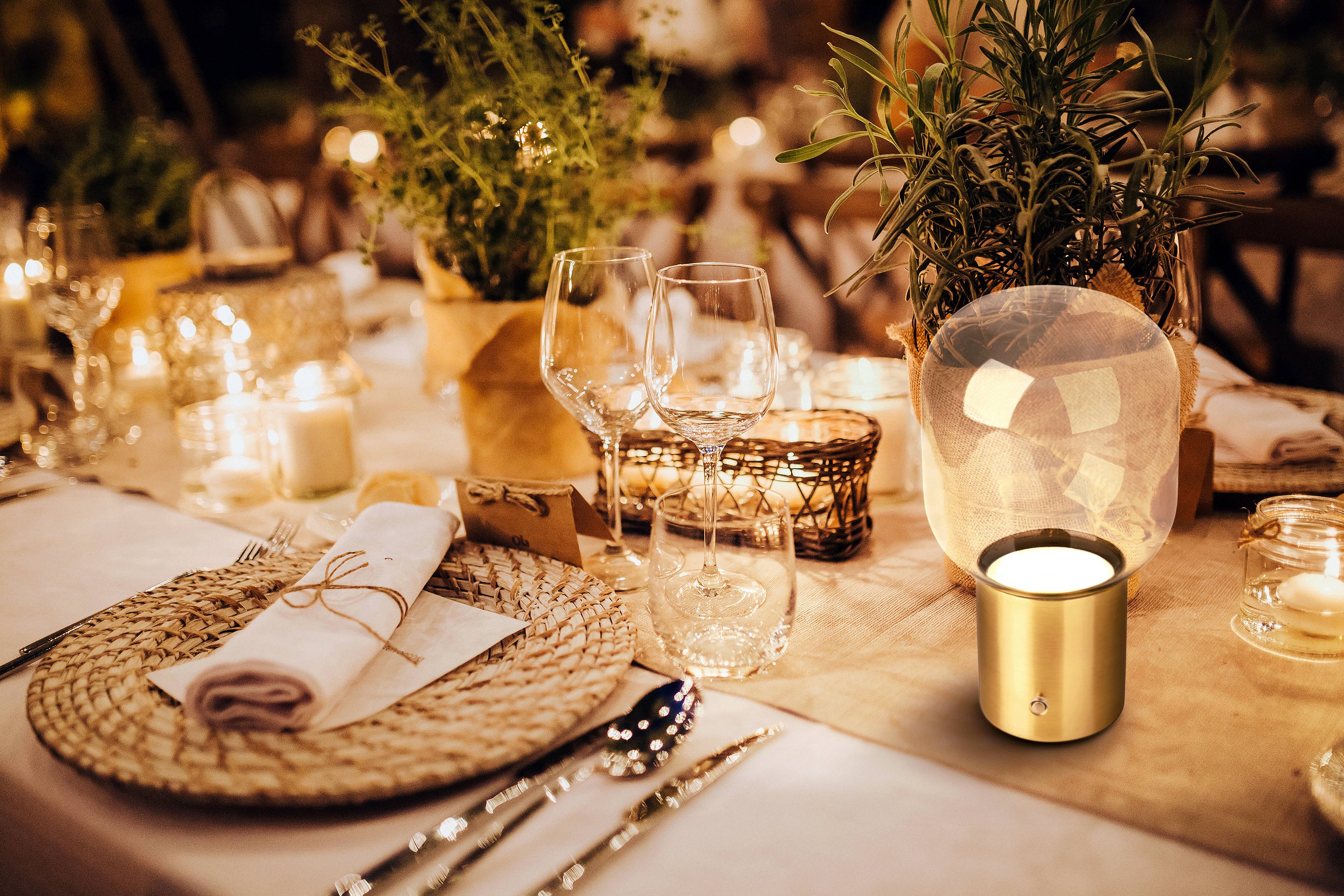 Akku-Tischleuchte "ALBERO" messing H: 25 cm