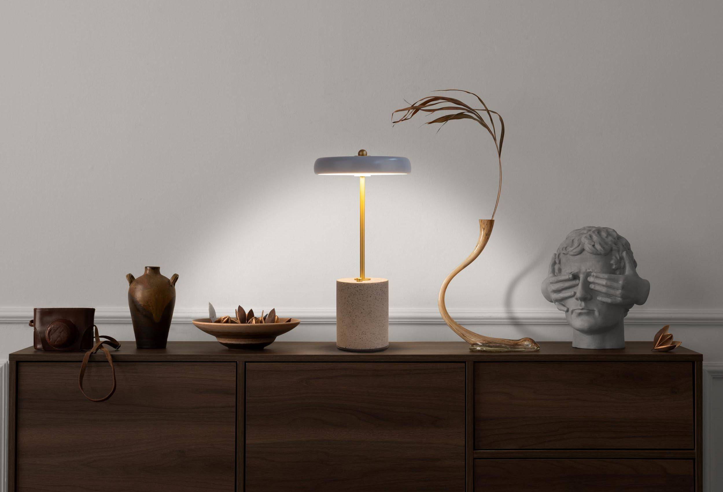 Akku Tischleuchte "SETA" grau H: 30 cm