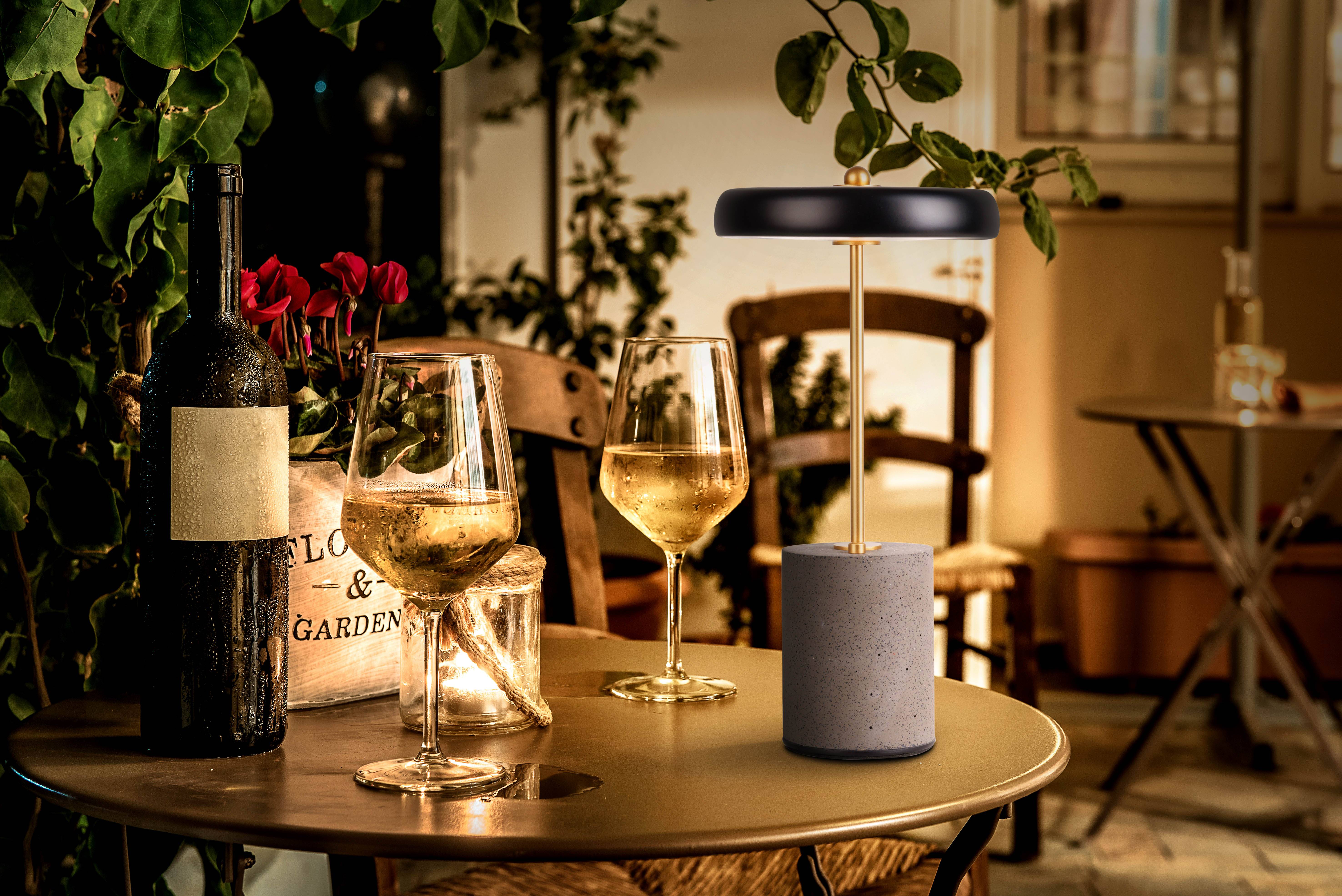 Akku Tischleuchte "SETA" schwarz H: 30 cm