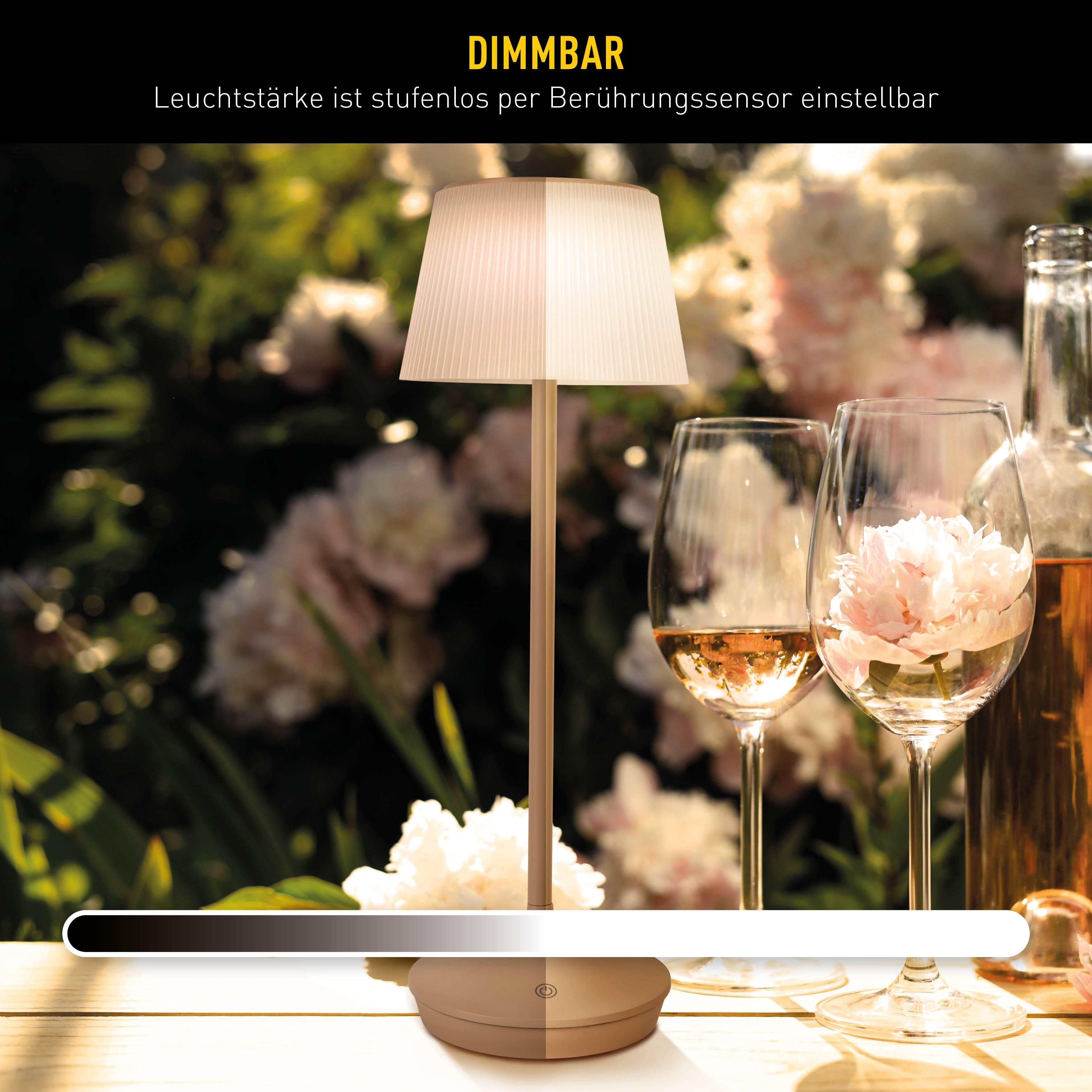 Solar-/ Akkutischleuchte "EMMI" almond inkl. CCT / Touch H: 38 cm