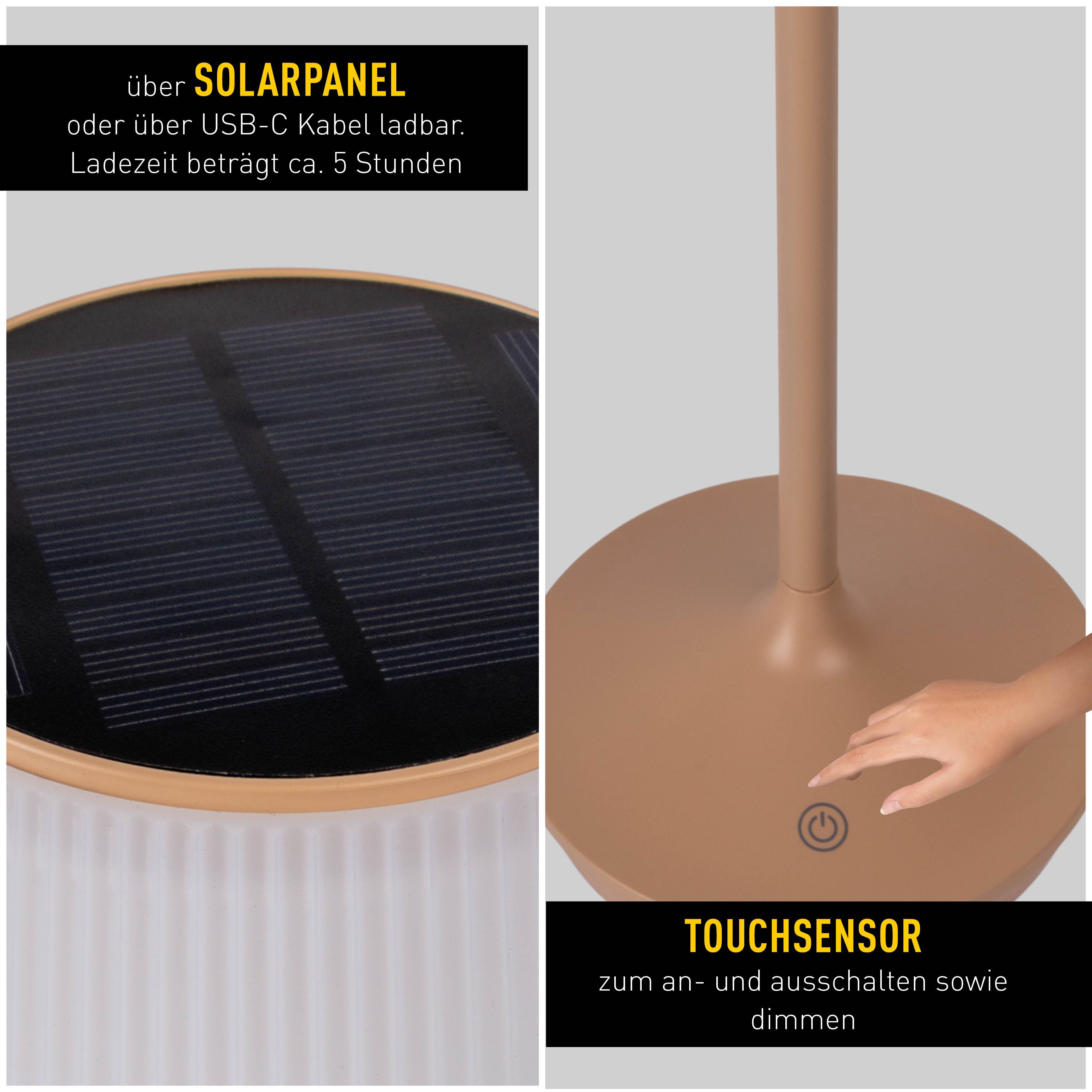 Solar-/ Akkutischleuchte "EMMI" almond inkl. CCT / Touch H: 38 cm
