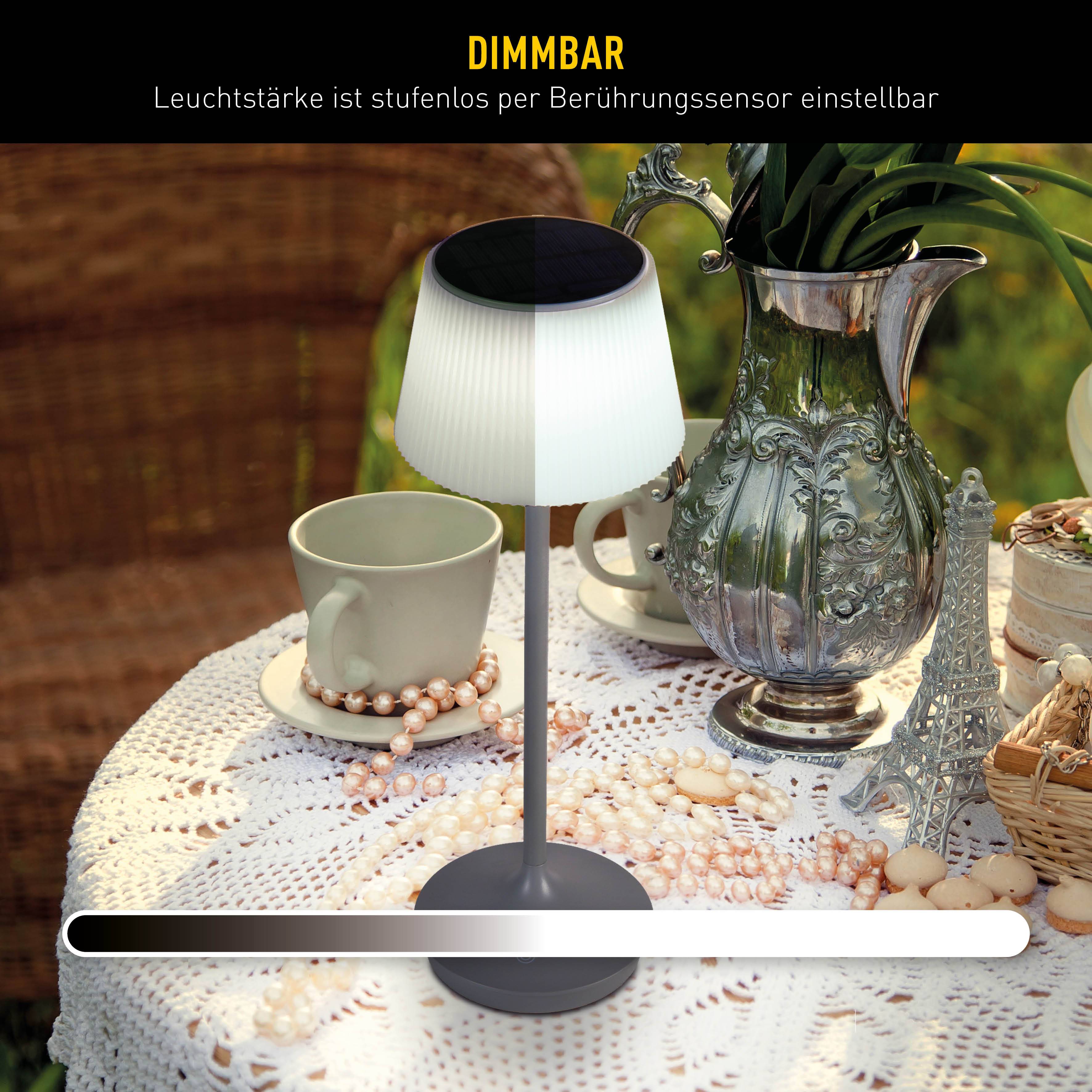 Solar-/ Akkutischleuchte "EMMI" grau inkl. CCT / Touch H: 38 cm