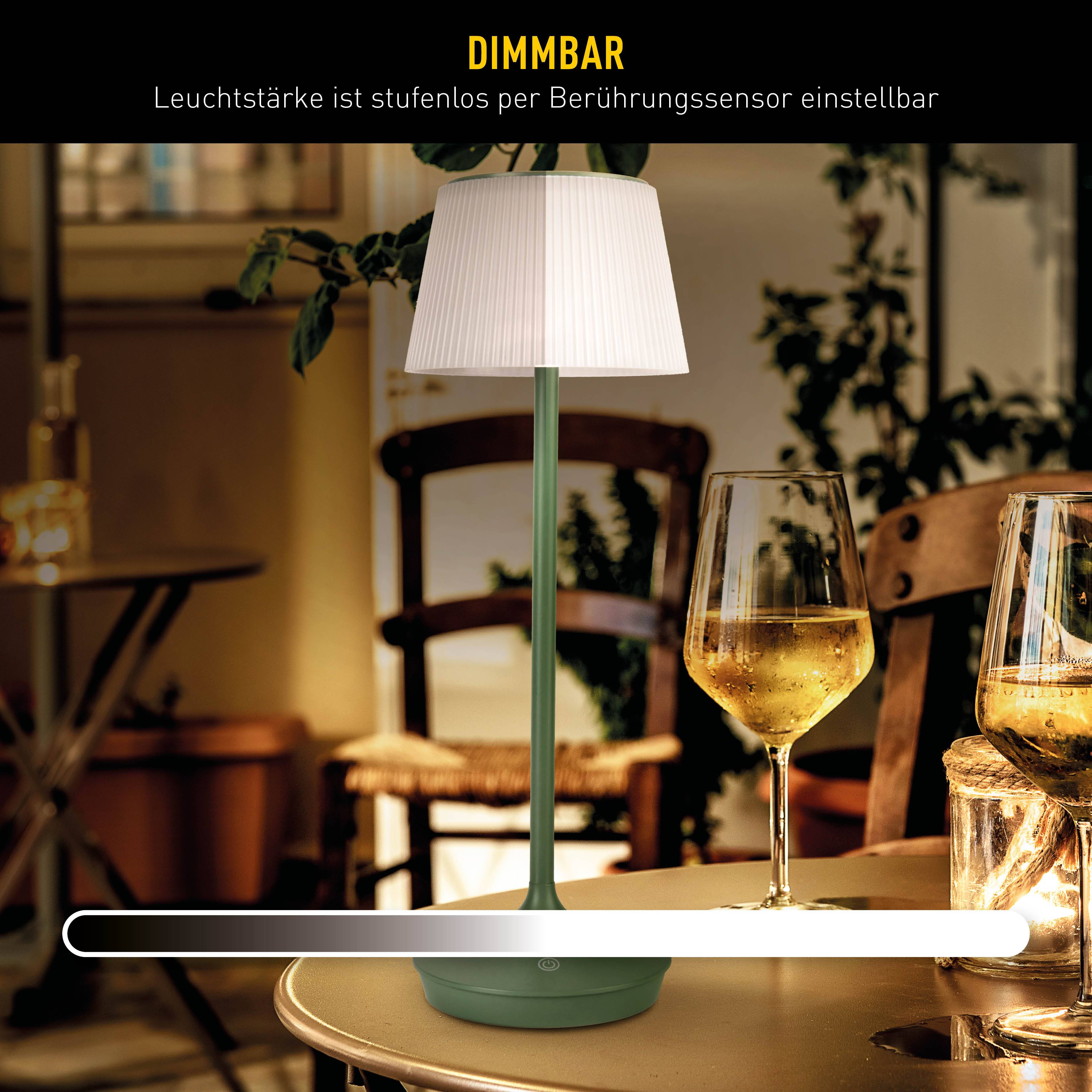 Solar-/ Akkutischleuchte "EMMI" grün inkl. CCT / Touch H: 38 cm