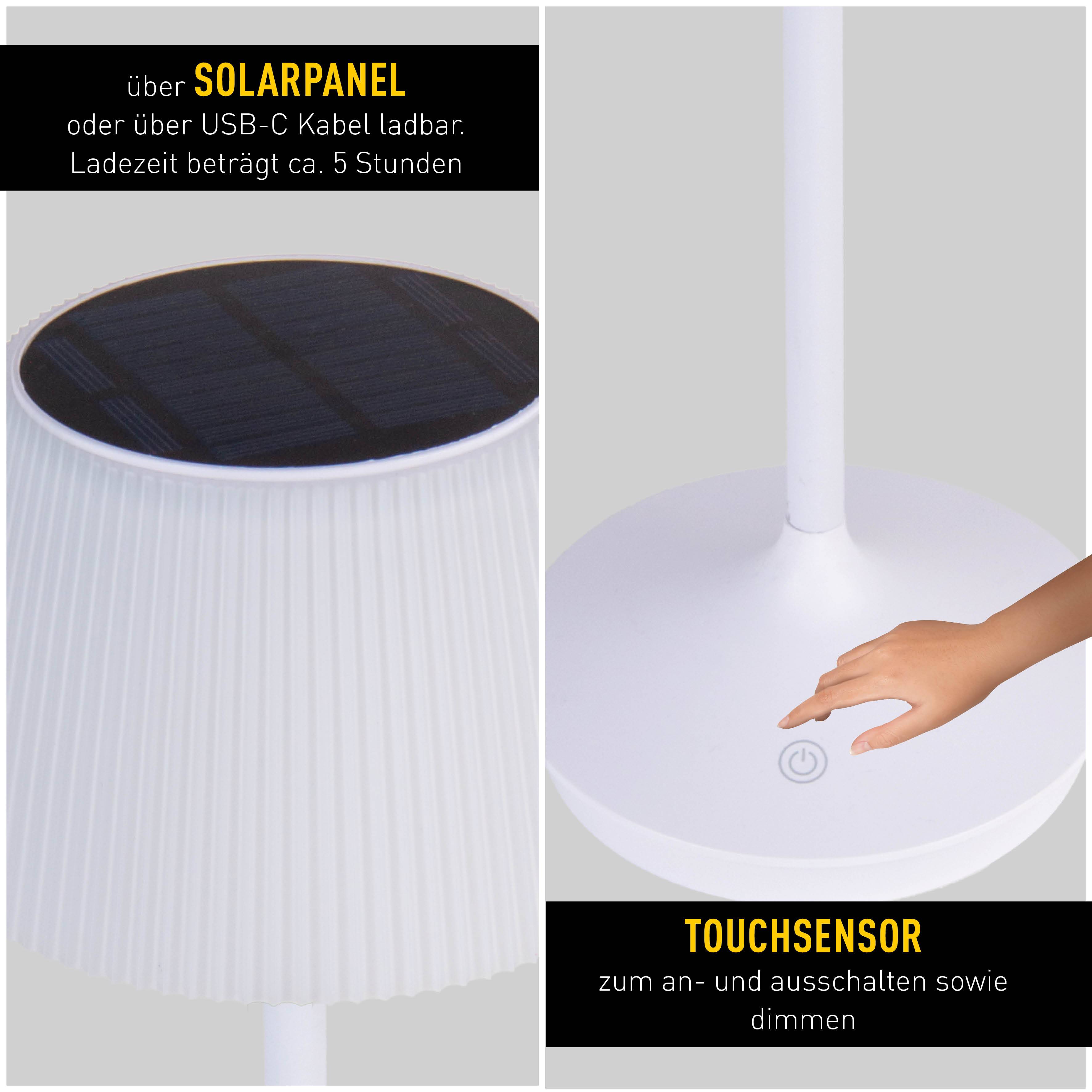 Solar-/ Akkutischleuchte "EMMI" weiß inkl. CCT / Touch H: 38 cm