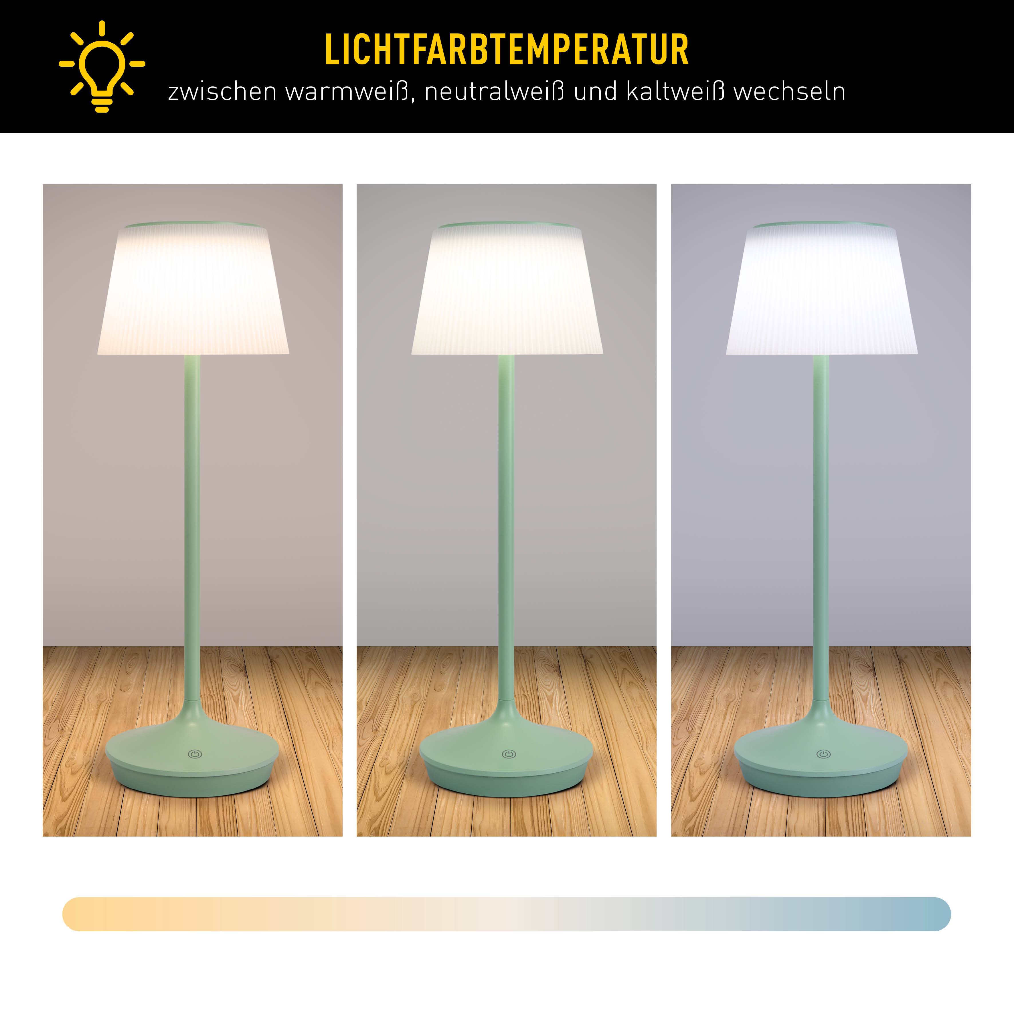 Solar-/ Akkutischleuchte "EMMI" mint inkl. CCT / Touch H: 38 cm