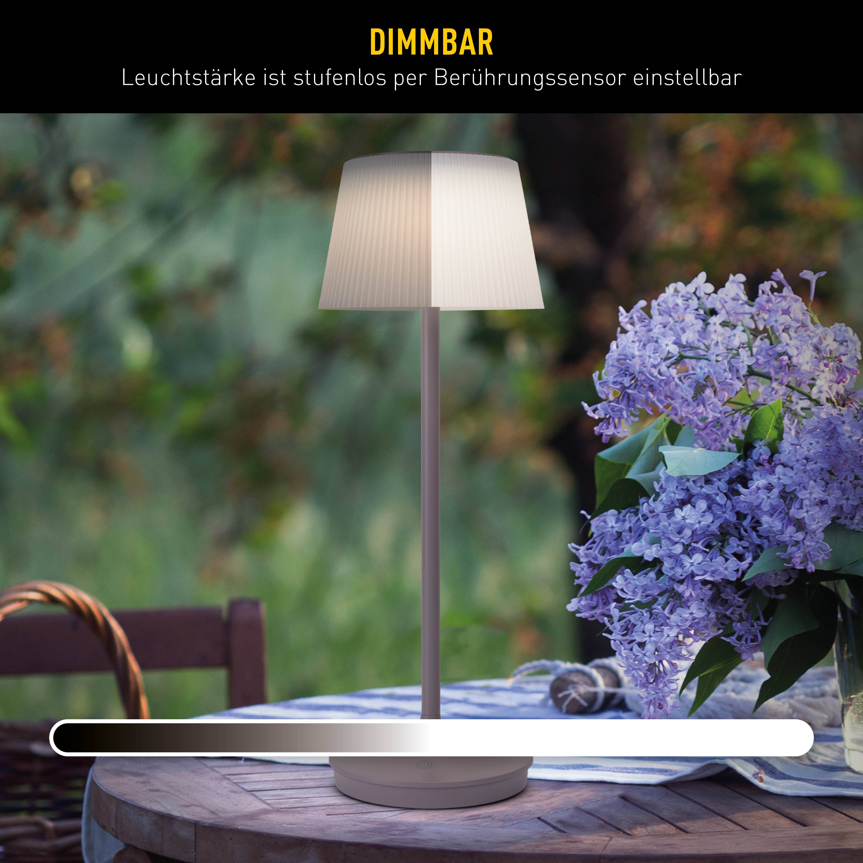 Solar-/ Akkutischleuchte "EMMI" grau/brombeer inkl. CCT / Touch H: 38 cm