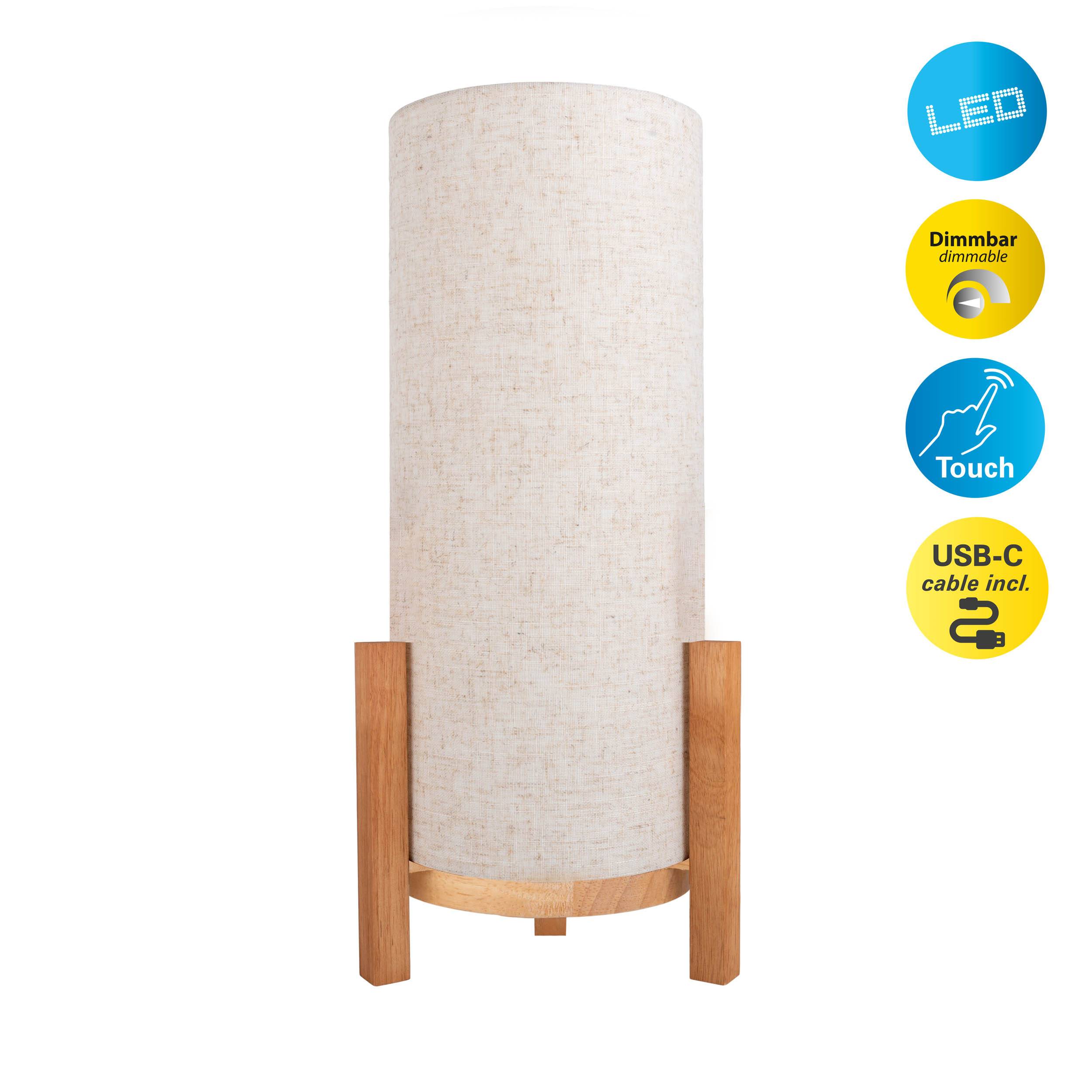 Akkutischleuchte "MADITA" H: ca. 48 cm natur