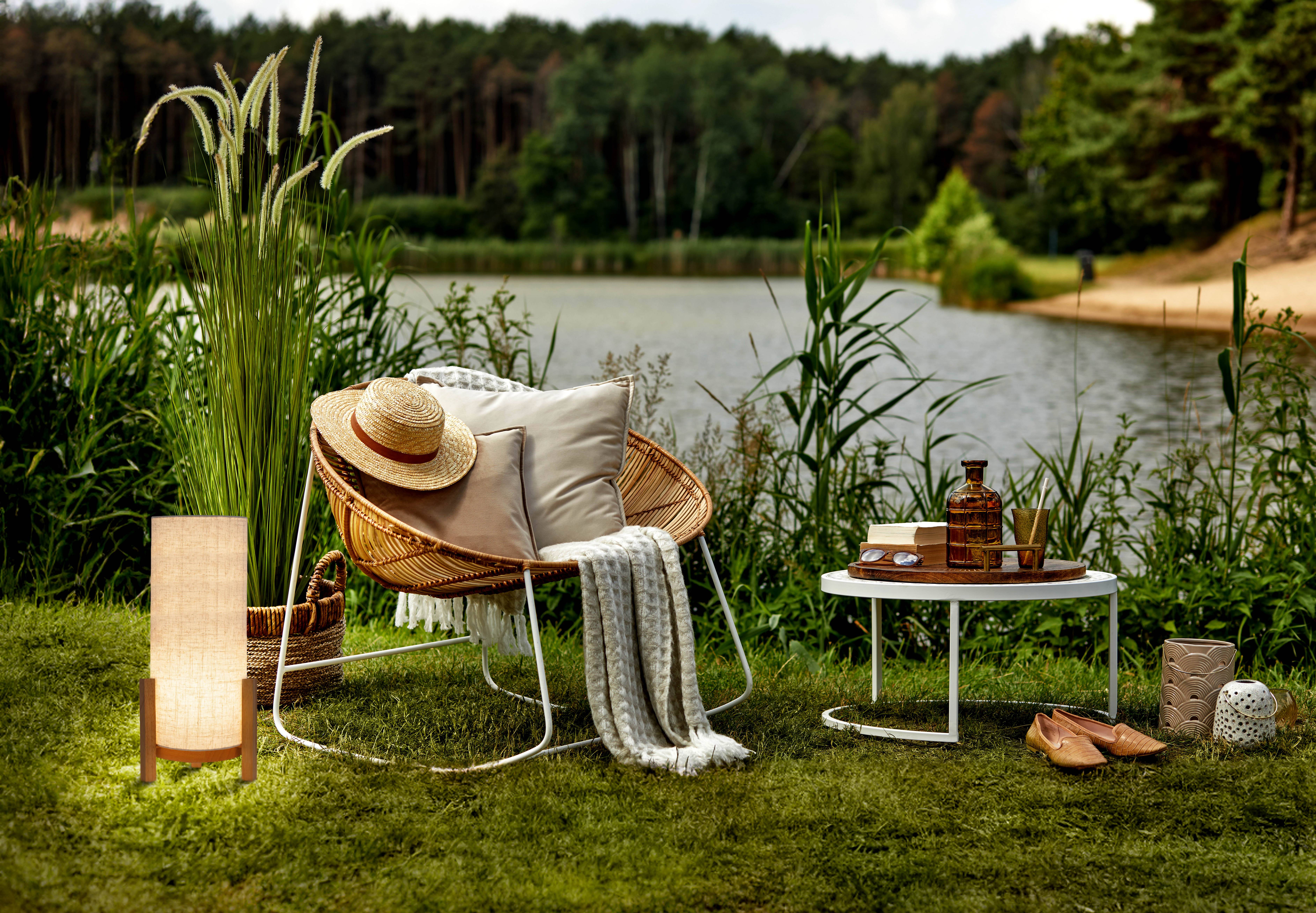 Akkutischleuchte "MADITA" H: ca. 48 cm natur