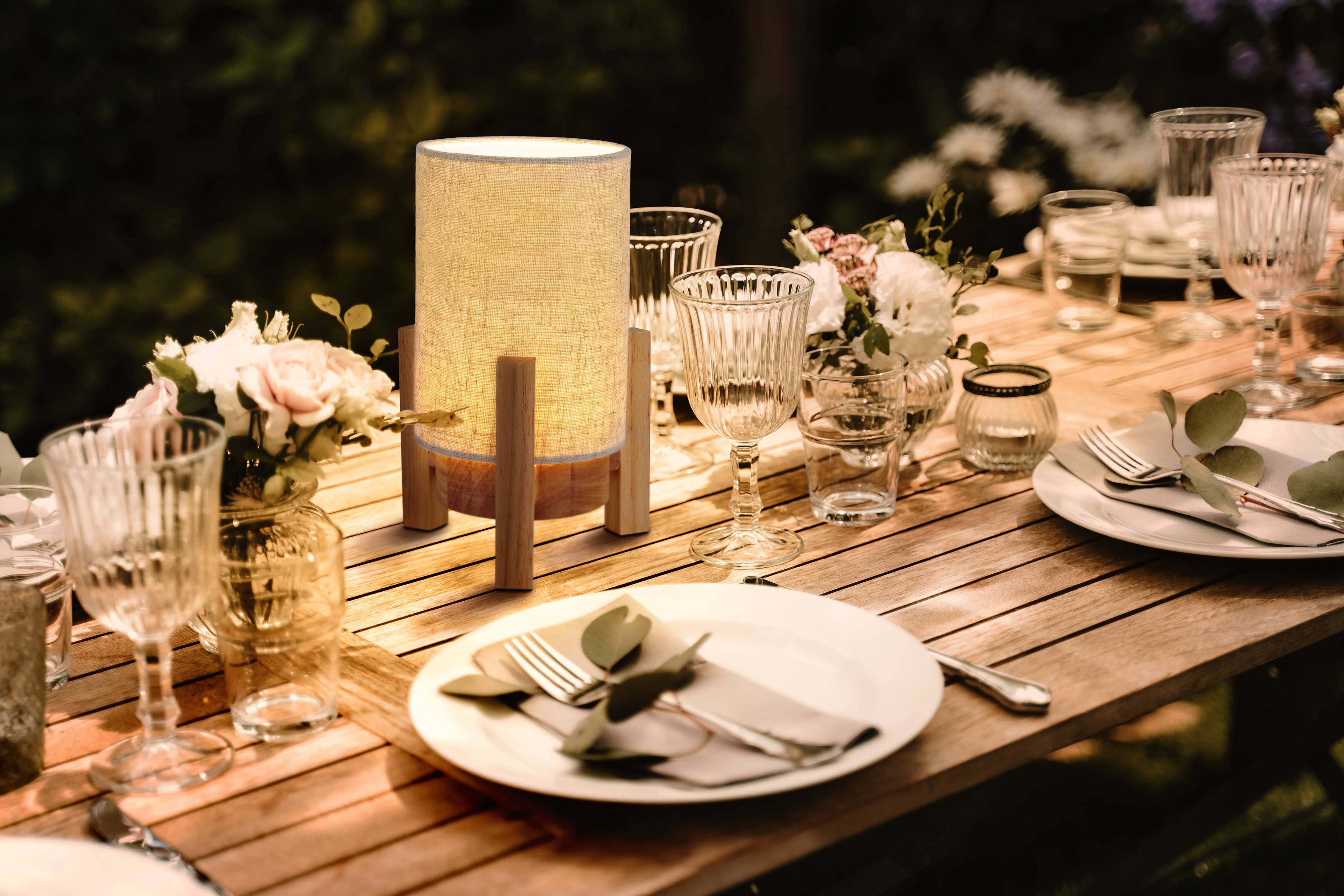 Akkutischleuchte "MADITA" H: ca. 32 cm natur