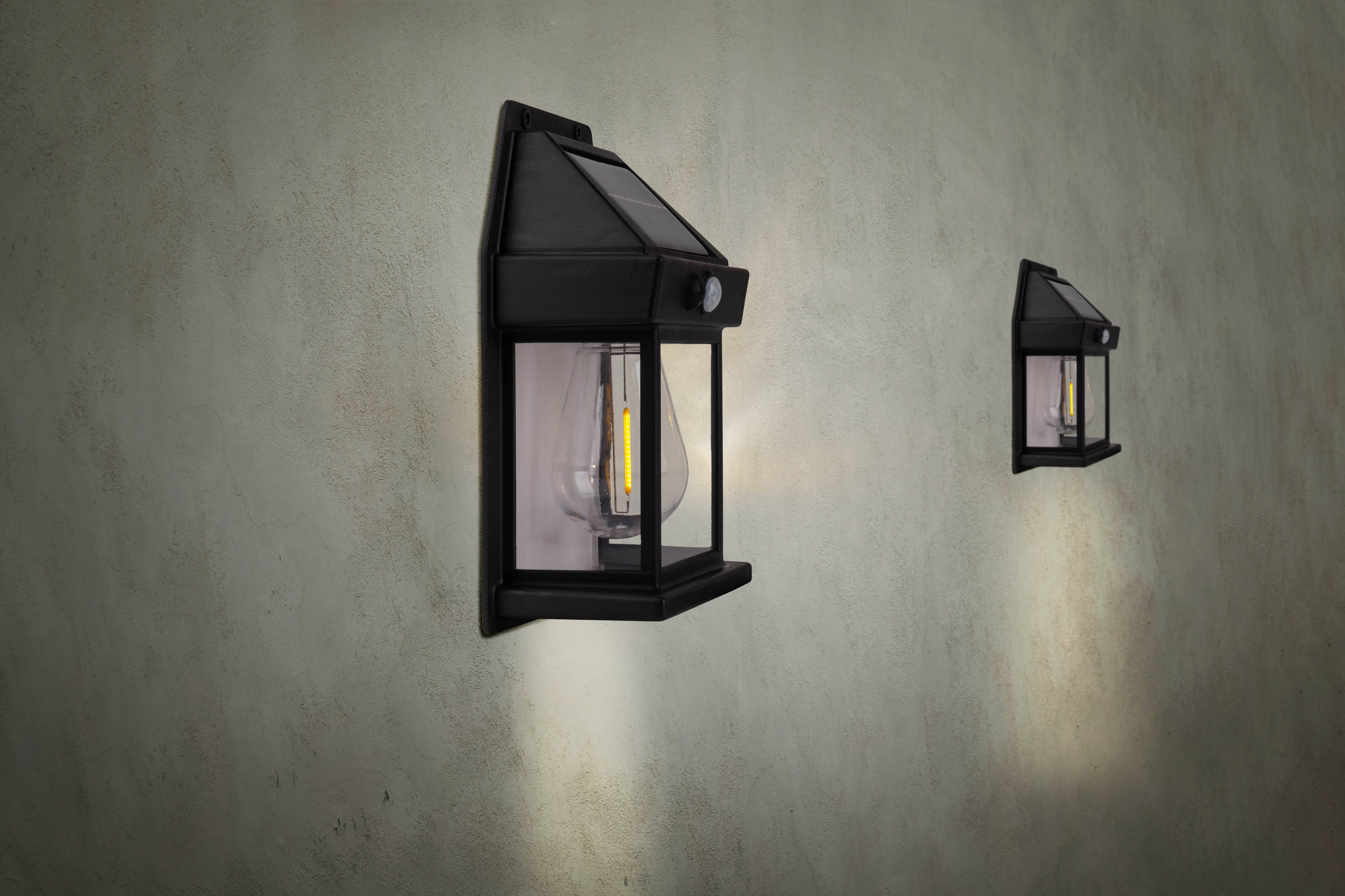 2er Set Solar- / Wandleuchte schwarz "MIRA"
