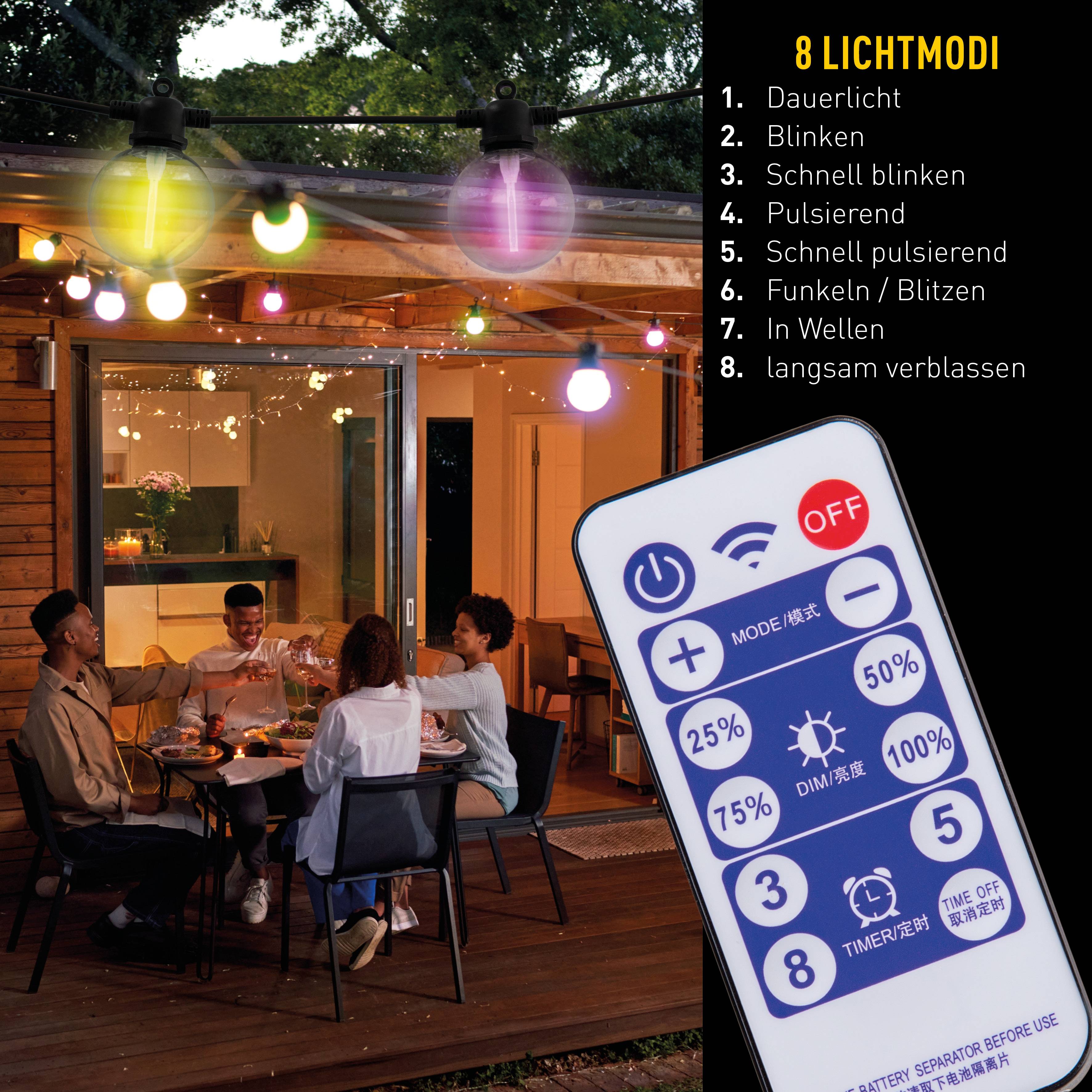 Solar/Akku10er Lichterkette RGB "CADENA"