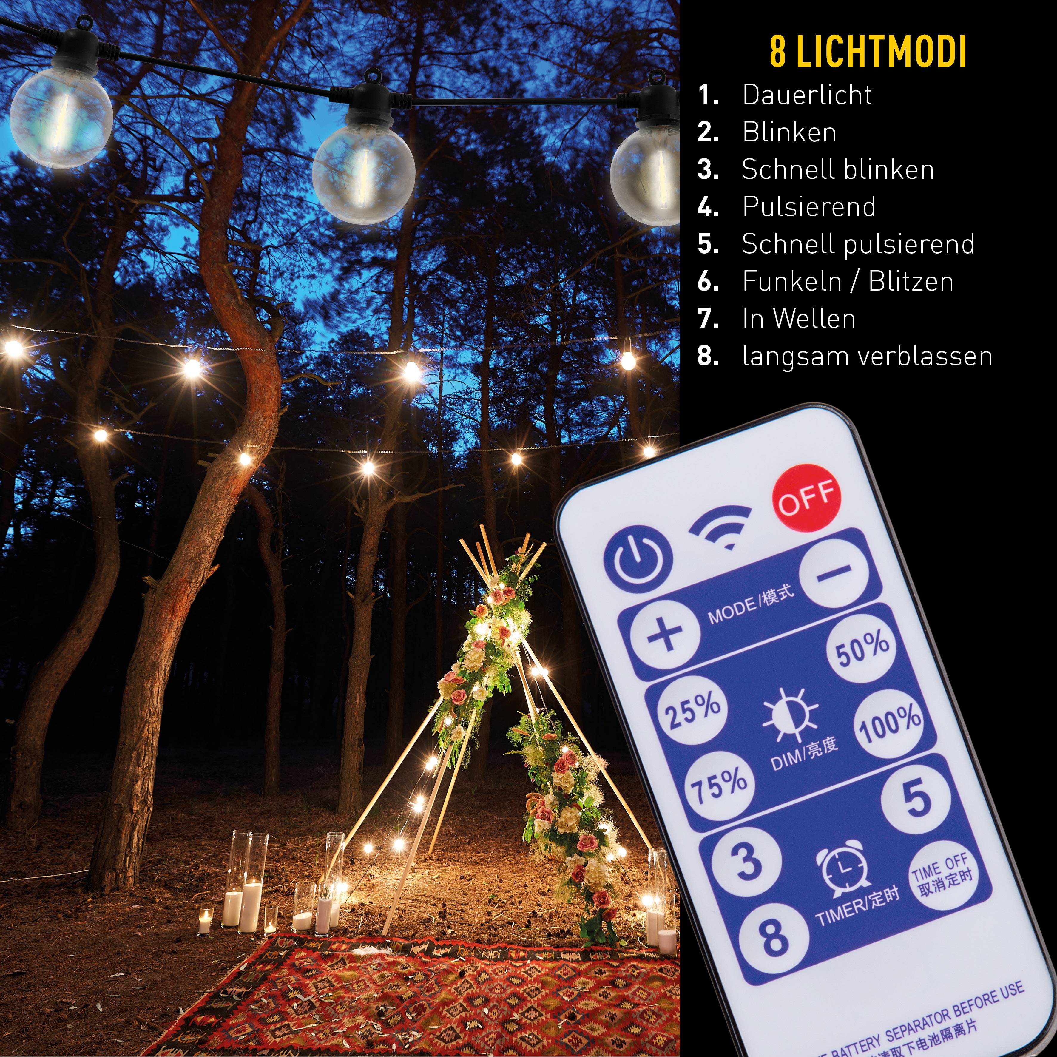 Solar/Akku/USB-10er LED Lichterkette "CADENA"