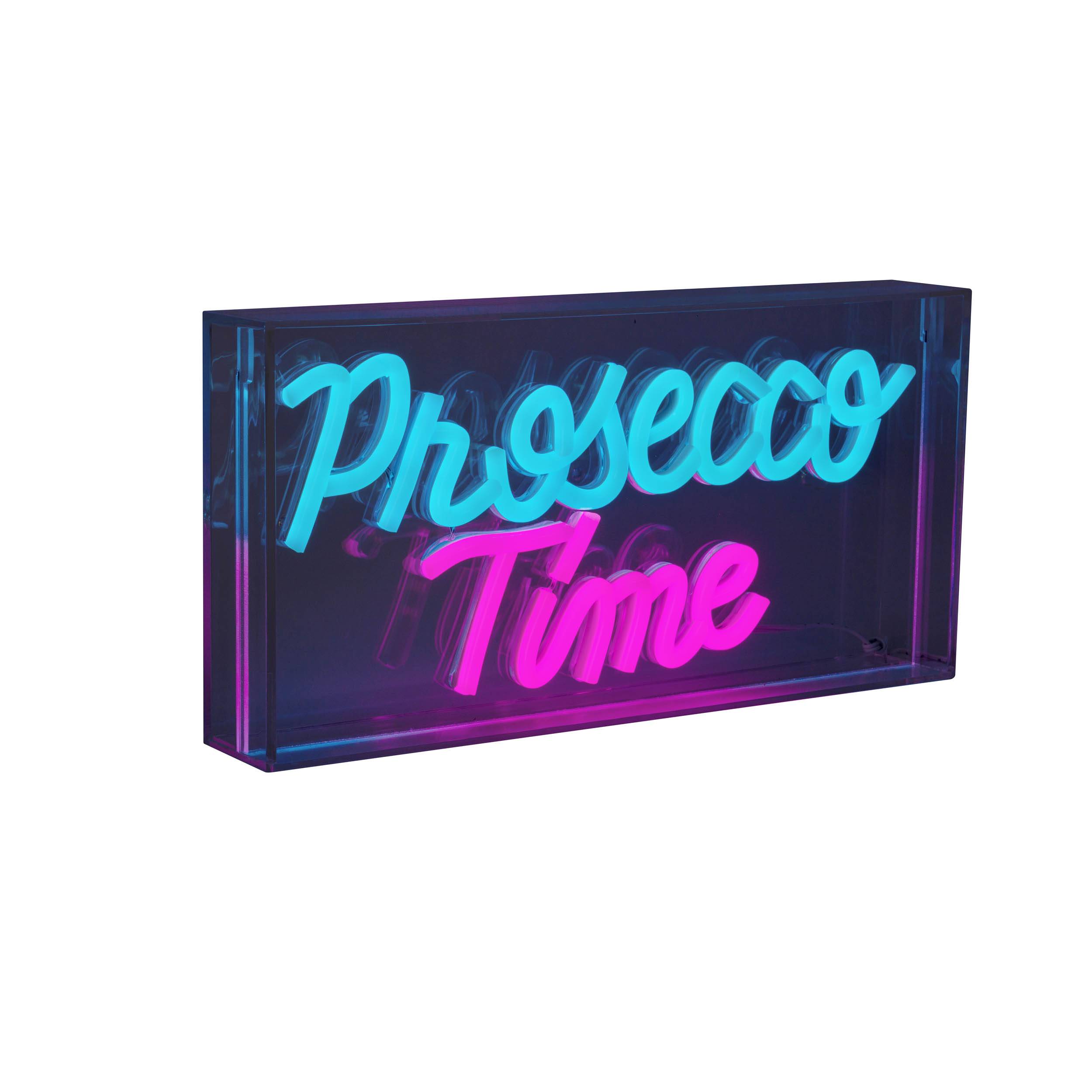 LED Schriftleuchte "PROSECCO TIME" Schild mit Tisch- und Wandfunktion